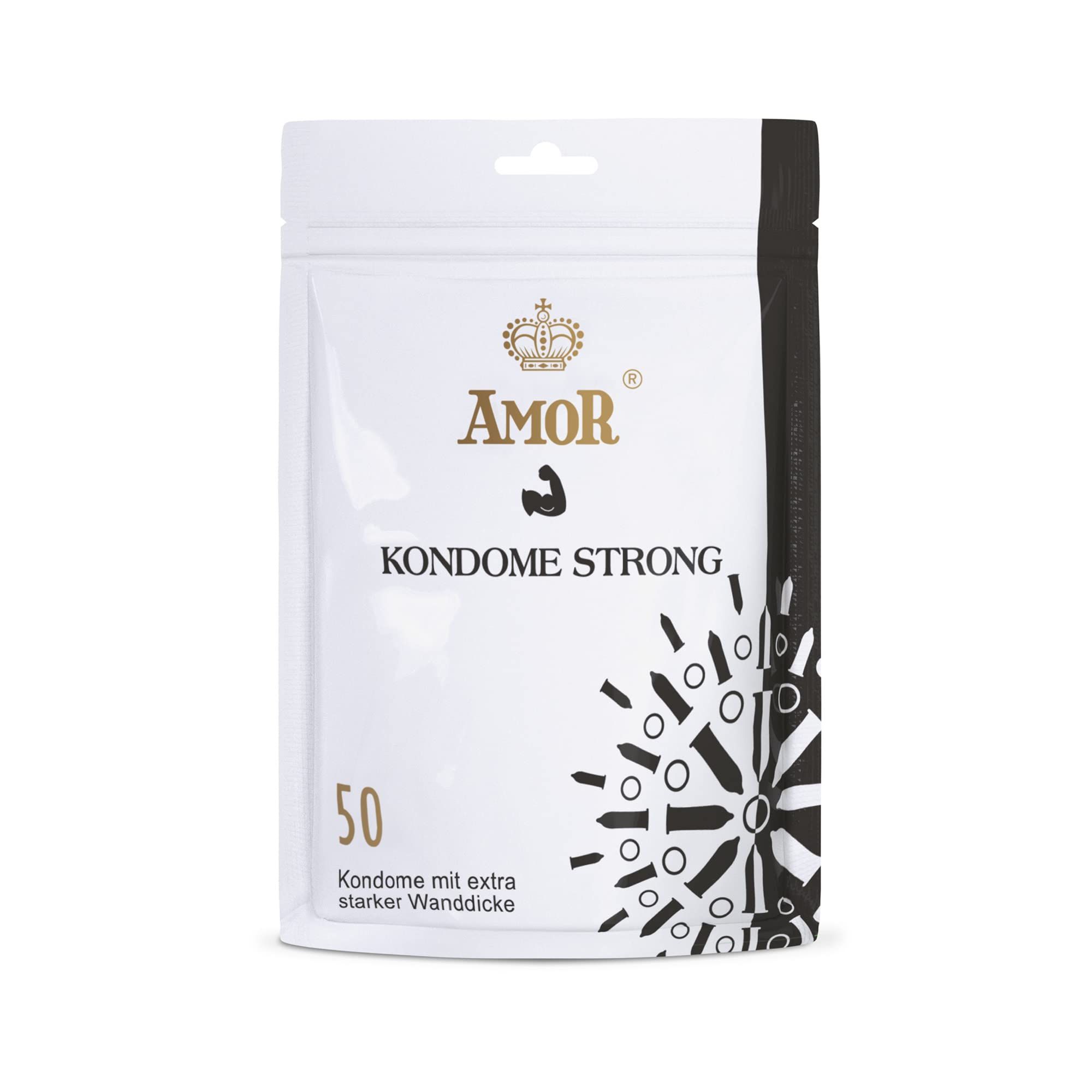 AMOR Kondome Strong verpakking met 50 stuks, met extra dikke wand.