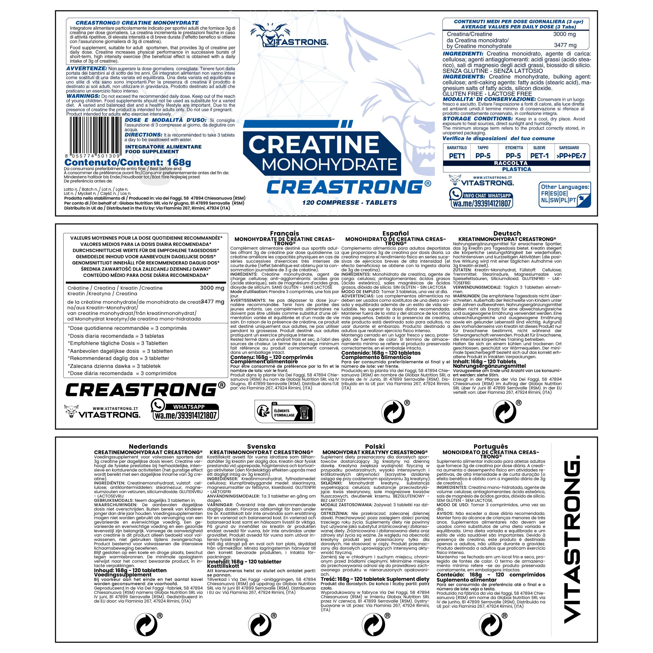 Vitastrong Creatine Creastrong® 120CPR