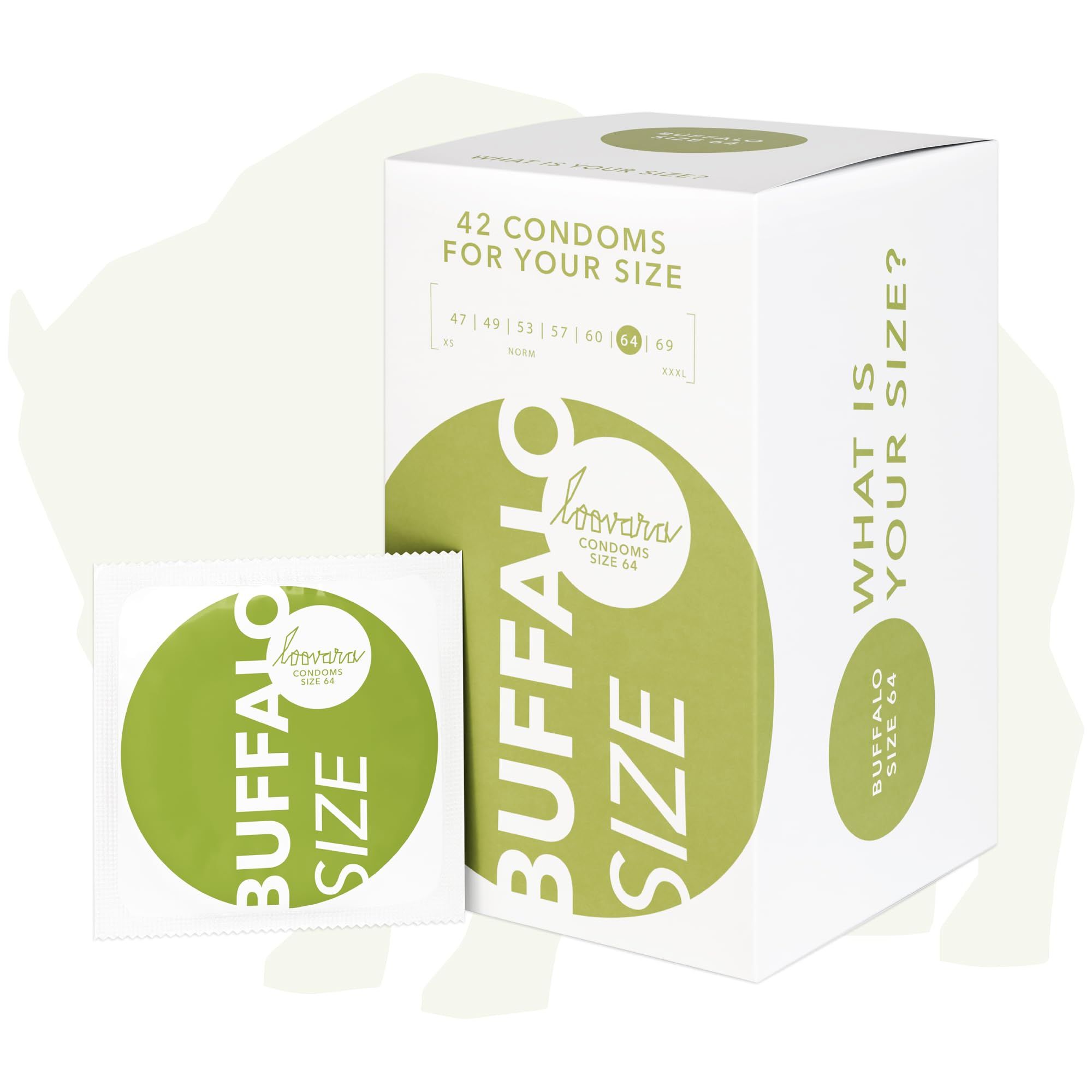 Boîte de préservatifs Loovara Buffalo XXL, vue de face.