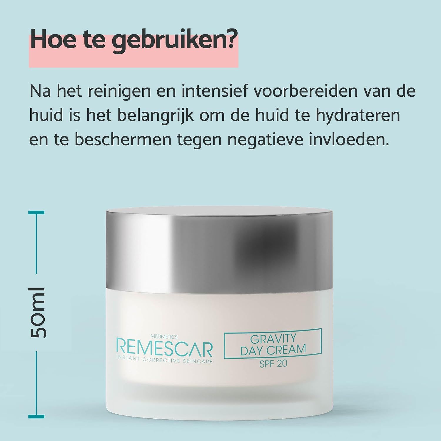 Remescar Gravity Day Cream met SPF 20 in een pot van 50ml.
