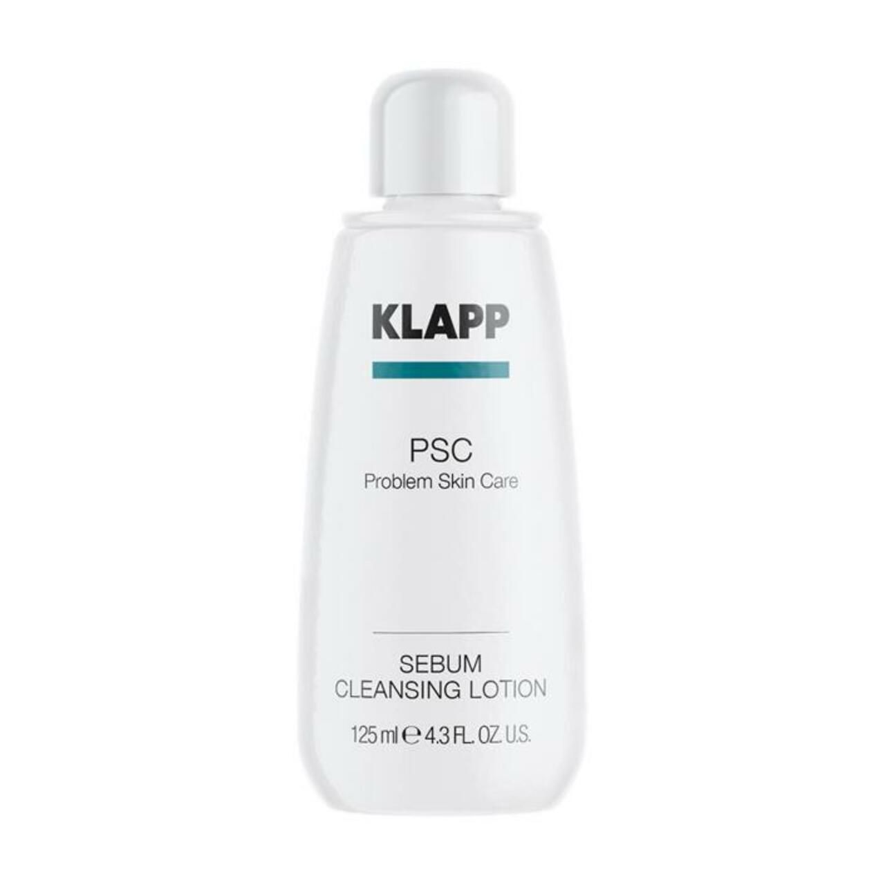 Klapp PSC Problem Skin Care Sebum Cleansing Lotion. Witte fles, witte dop. 125 ml.
