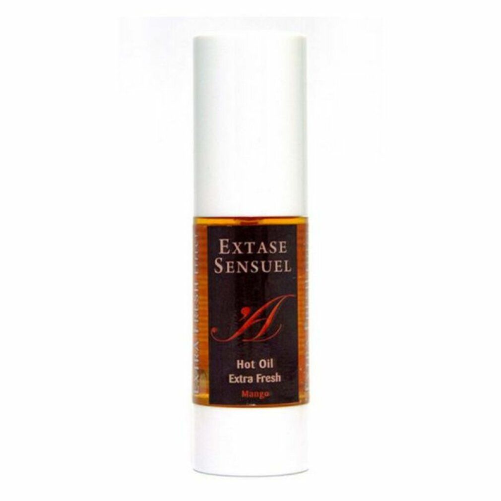 Extase Sensuel Hot Oil Extra Fresh Mango in witte fles met pompdispenser.