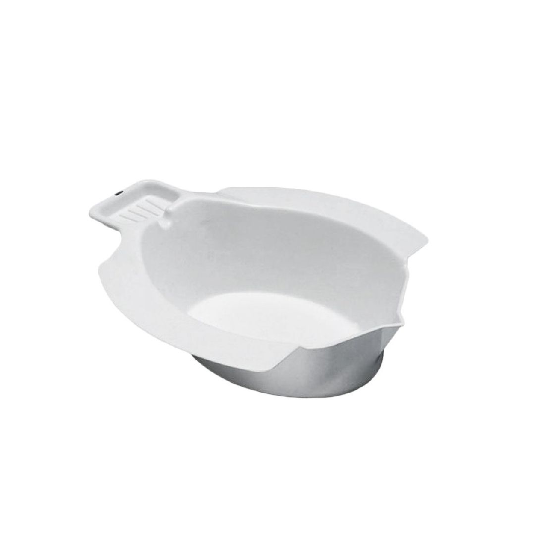 Wit, afneembaar bidet. Gemaakt van kunststof. Met geïntegreerde houder.