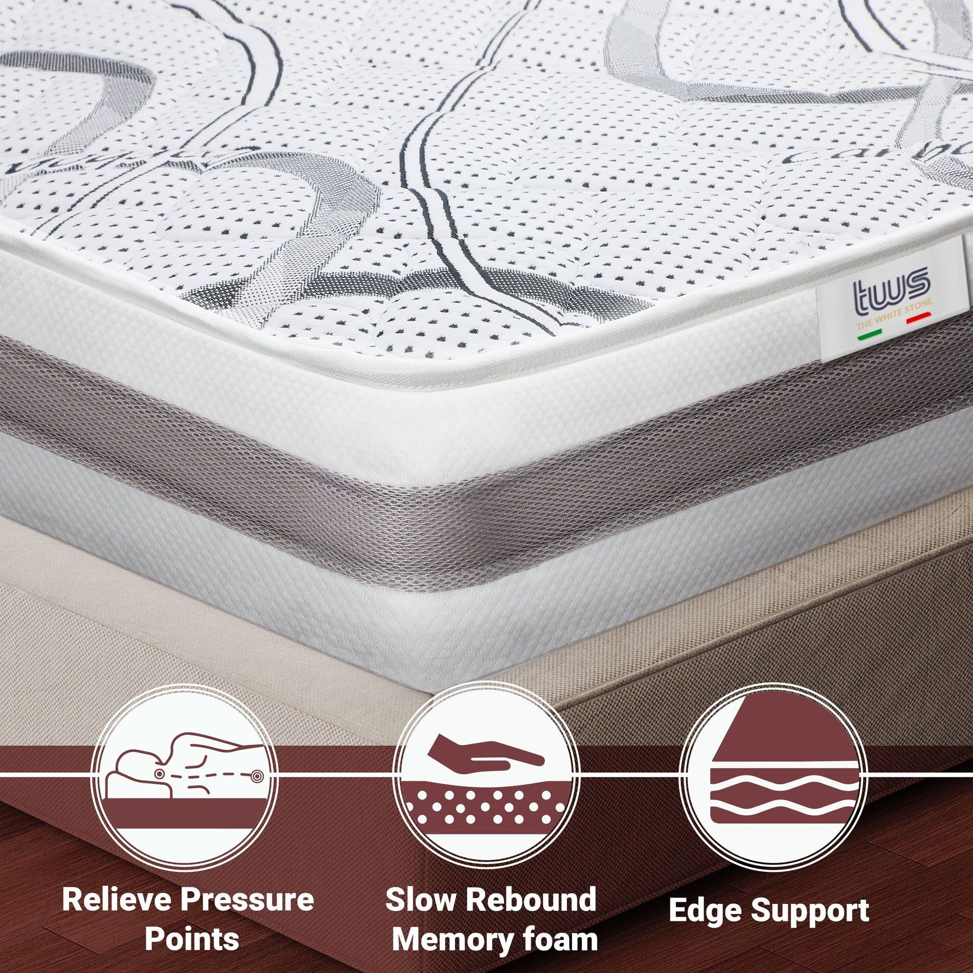 The White Stone Traagschuim Matras 120x190 cm Hoogte 27 cm | Hypoallergeen en Ademend Tijk