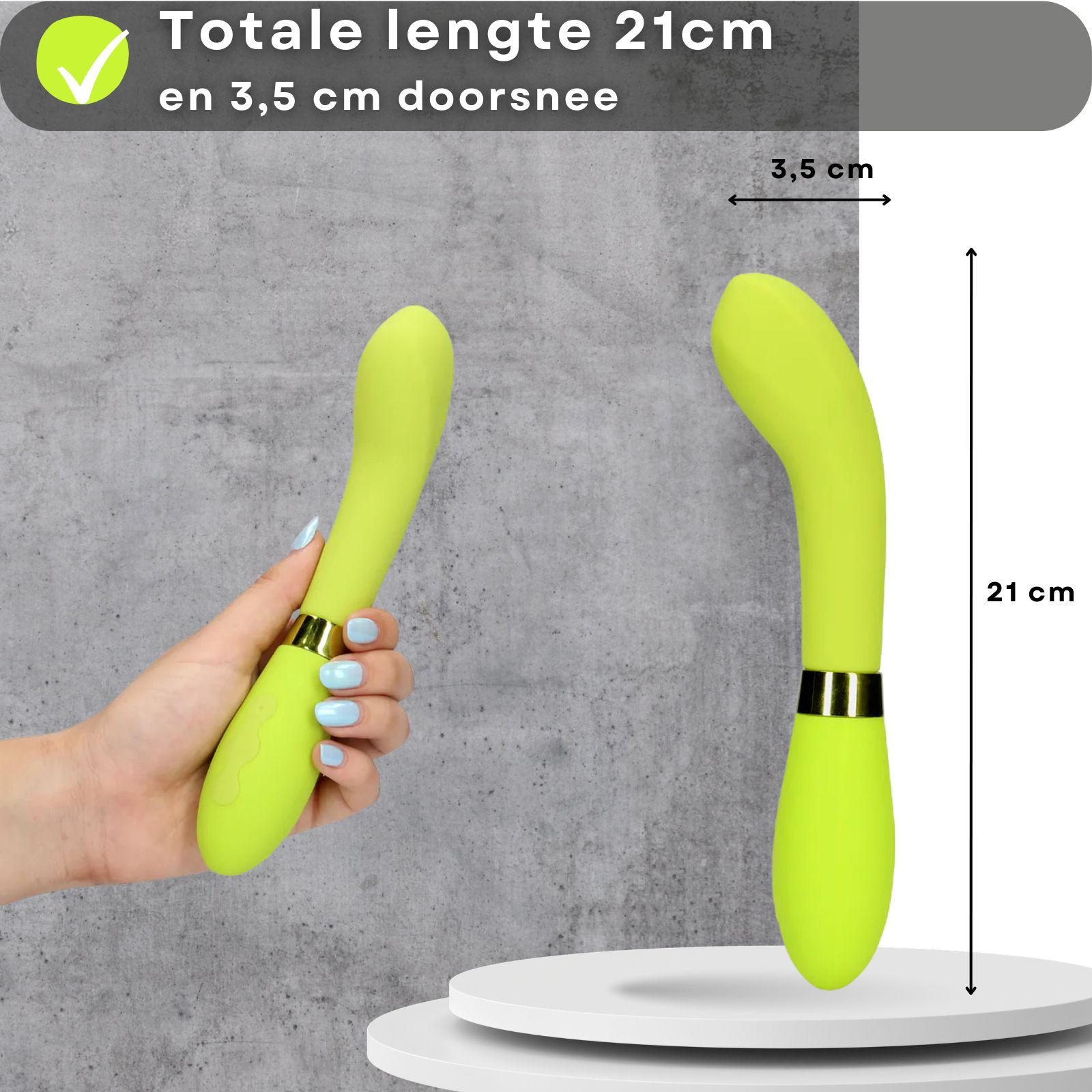 Vibrateur vert, texte: Silicone et ABS, 21cm long, 3,5cm diamètre, stimulation point G, USB.