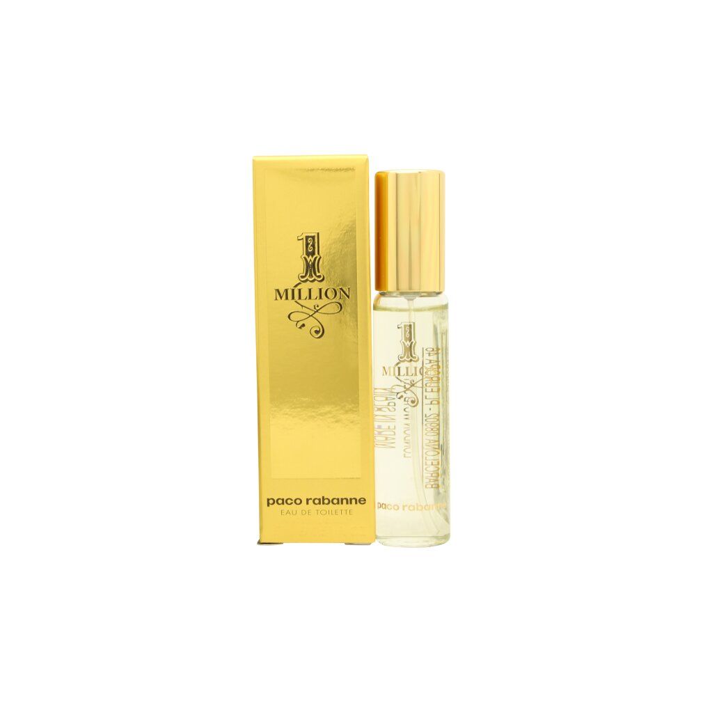 Rabanne 1 Million Eau de Toilette pour homme, 15ml. Flacon et boîte dorée avec logo "1 Million".