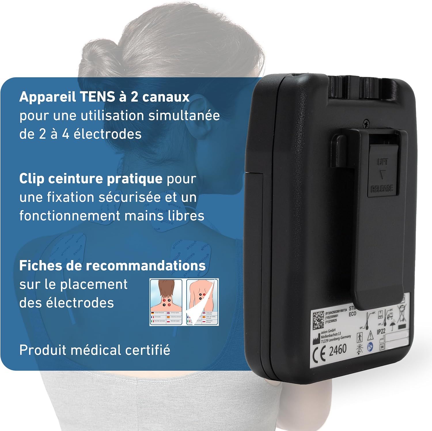 axion® STIM-PRO ECO appareil TENS pour la thérapie contre la douleur