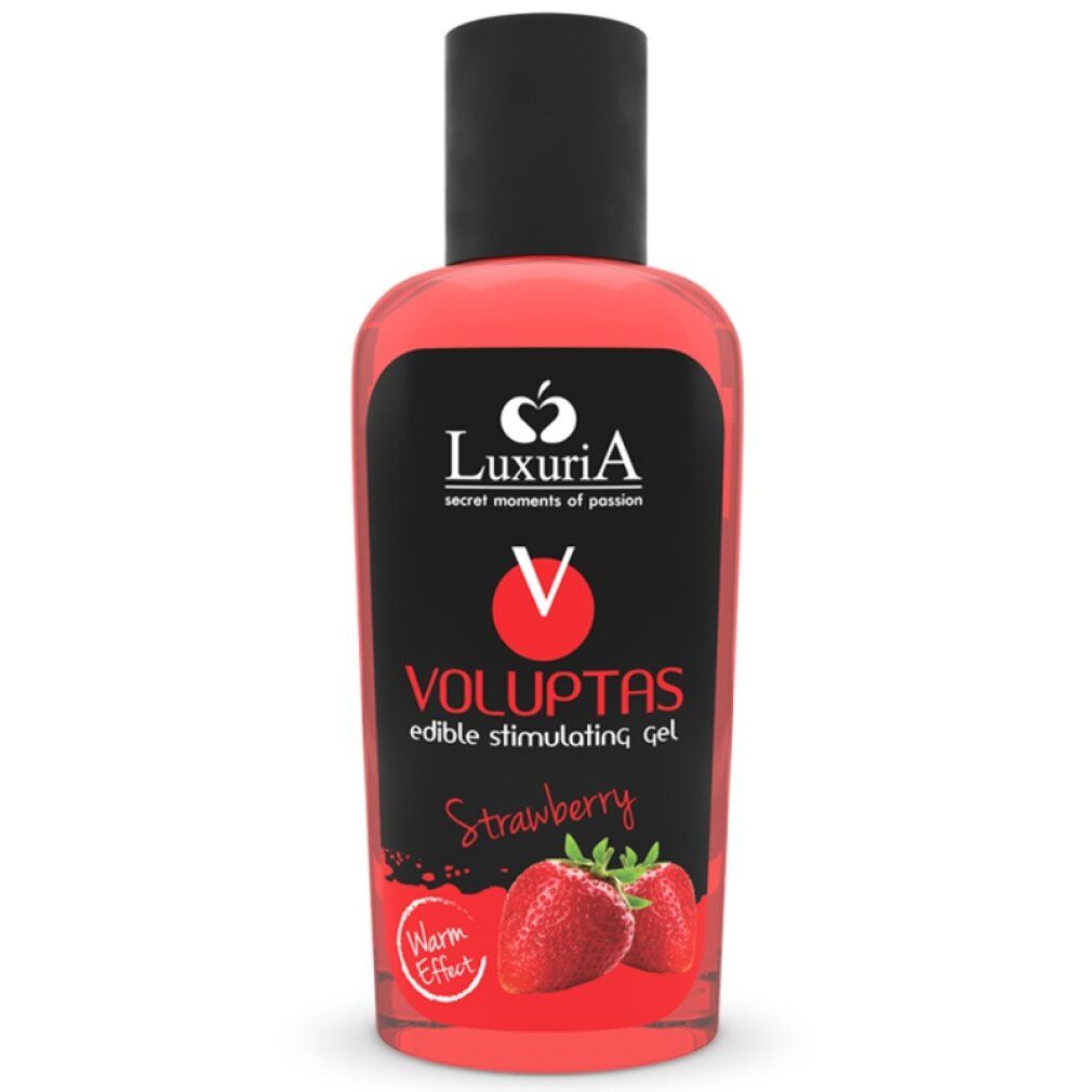 Luxuria Voluptas eetbare stimulerende gel, aardbeiensmaak, met warm effect.