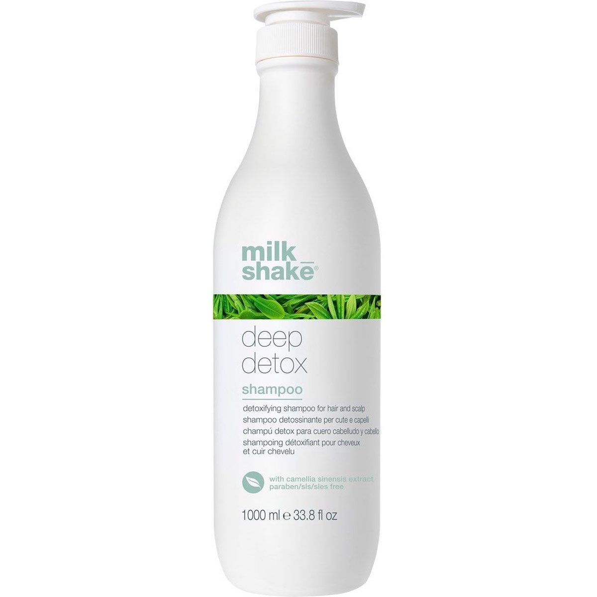 Flacon pompe blanc Milk_shake Deep Detox Shampooing, 1000 ml.