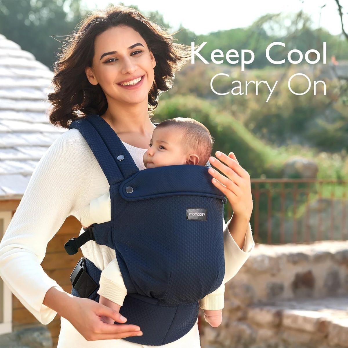 Momcozy draagzak met ademende mesh, blauw