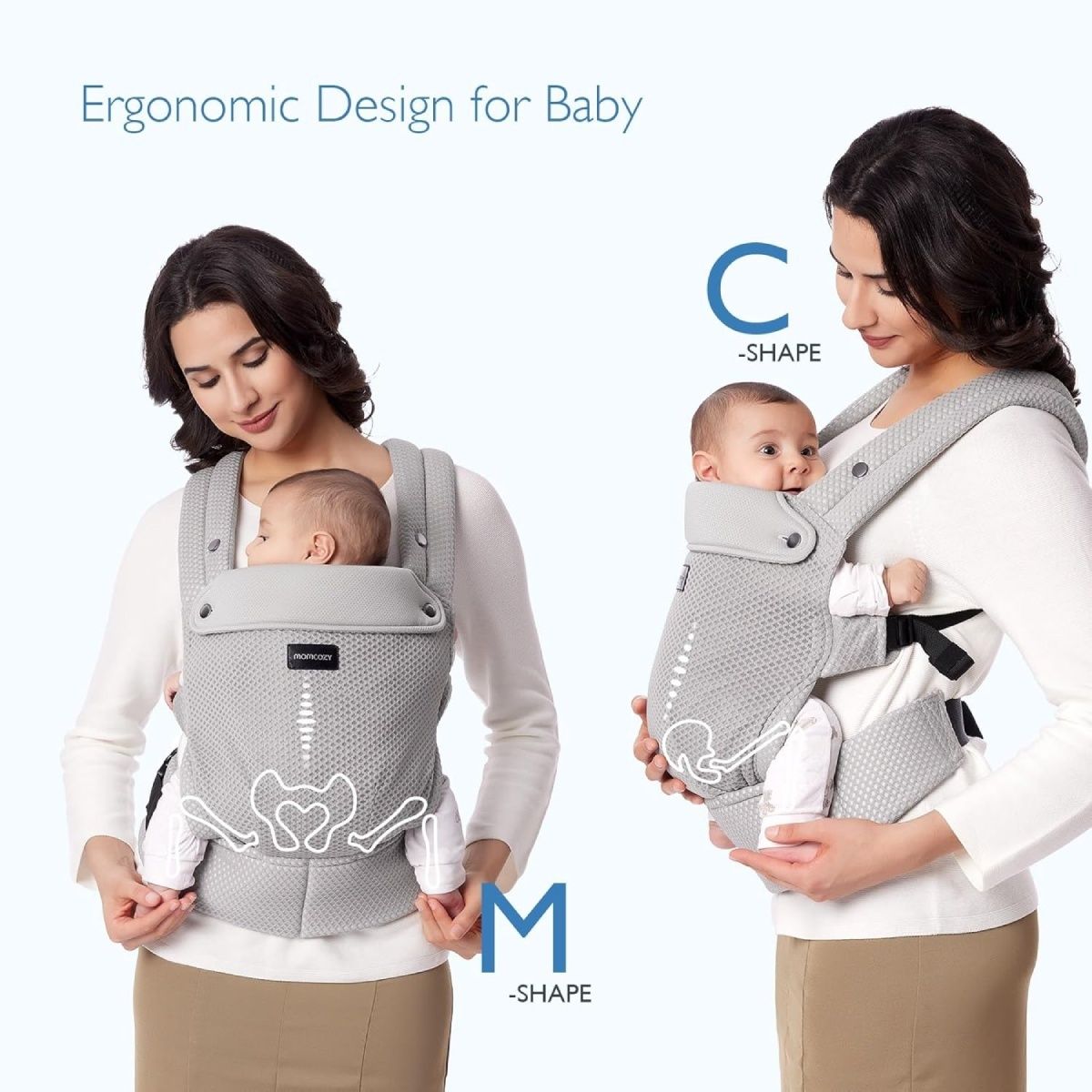 Momcozy draagzak met ademende mesh, grijs