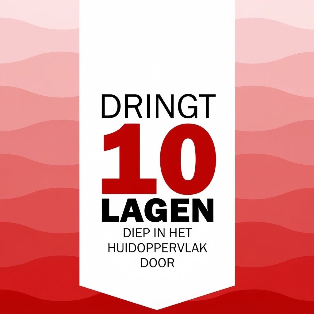 Tekst: Dringt 10 lagen diep in het huidoppervlak door.