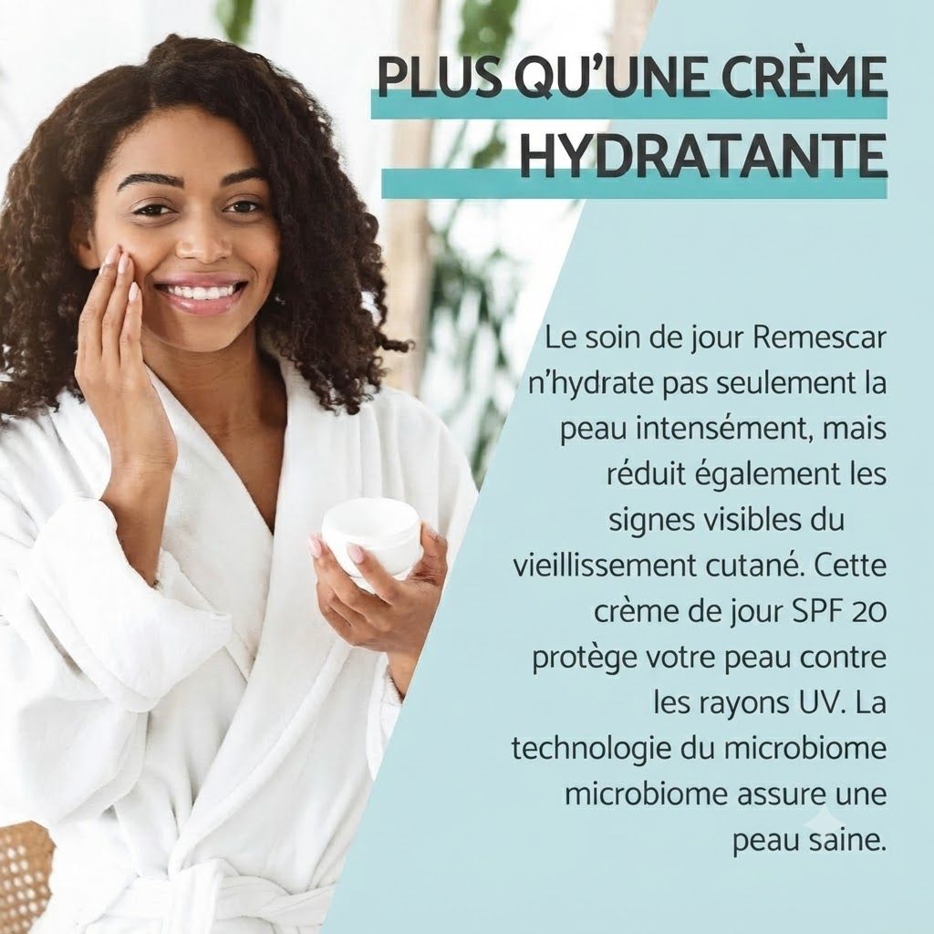 Femme tenant un pot blanc, appliquant de la crème sur son visage.