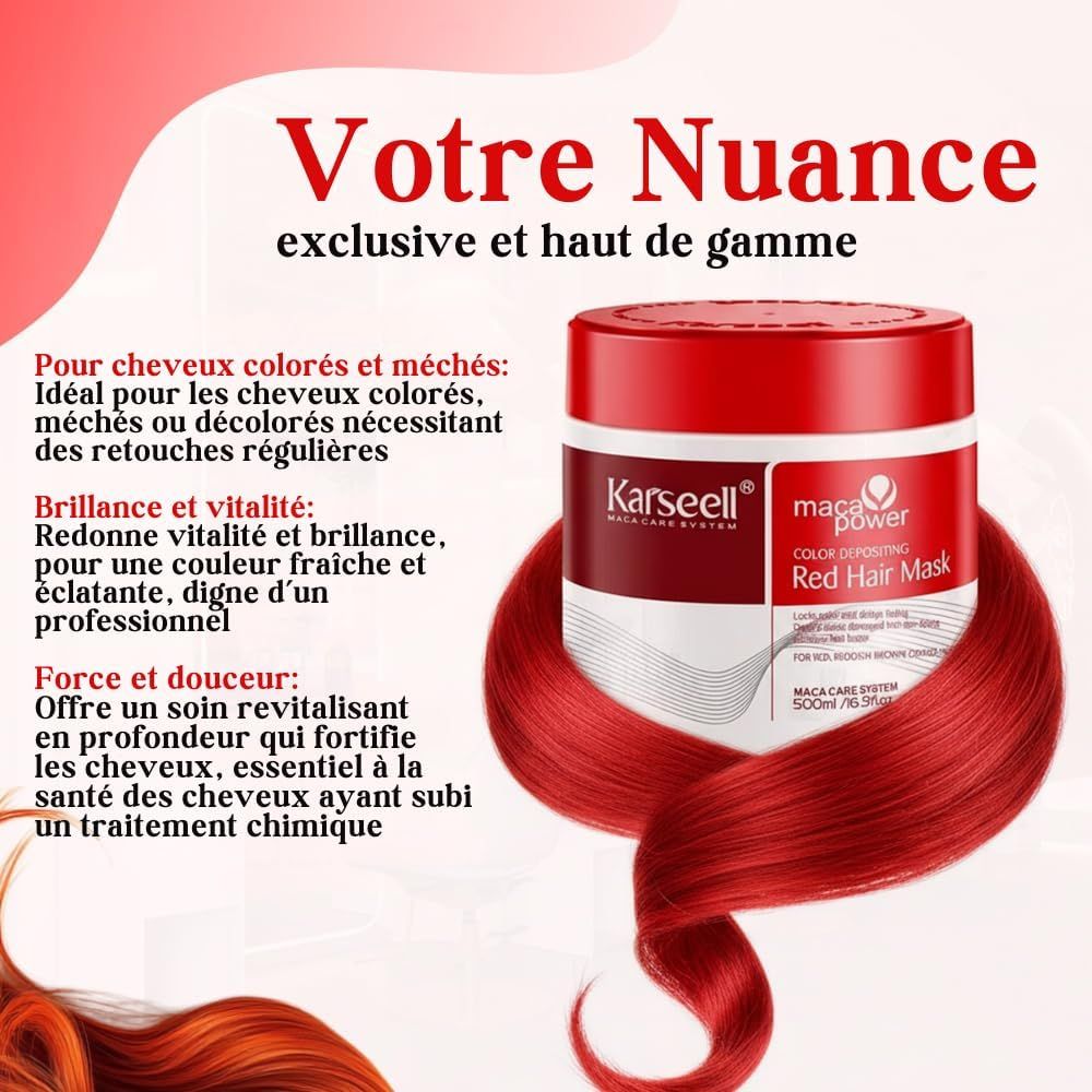 Masque capillaire rouge KarSeell Maca Power, 500ml.