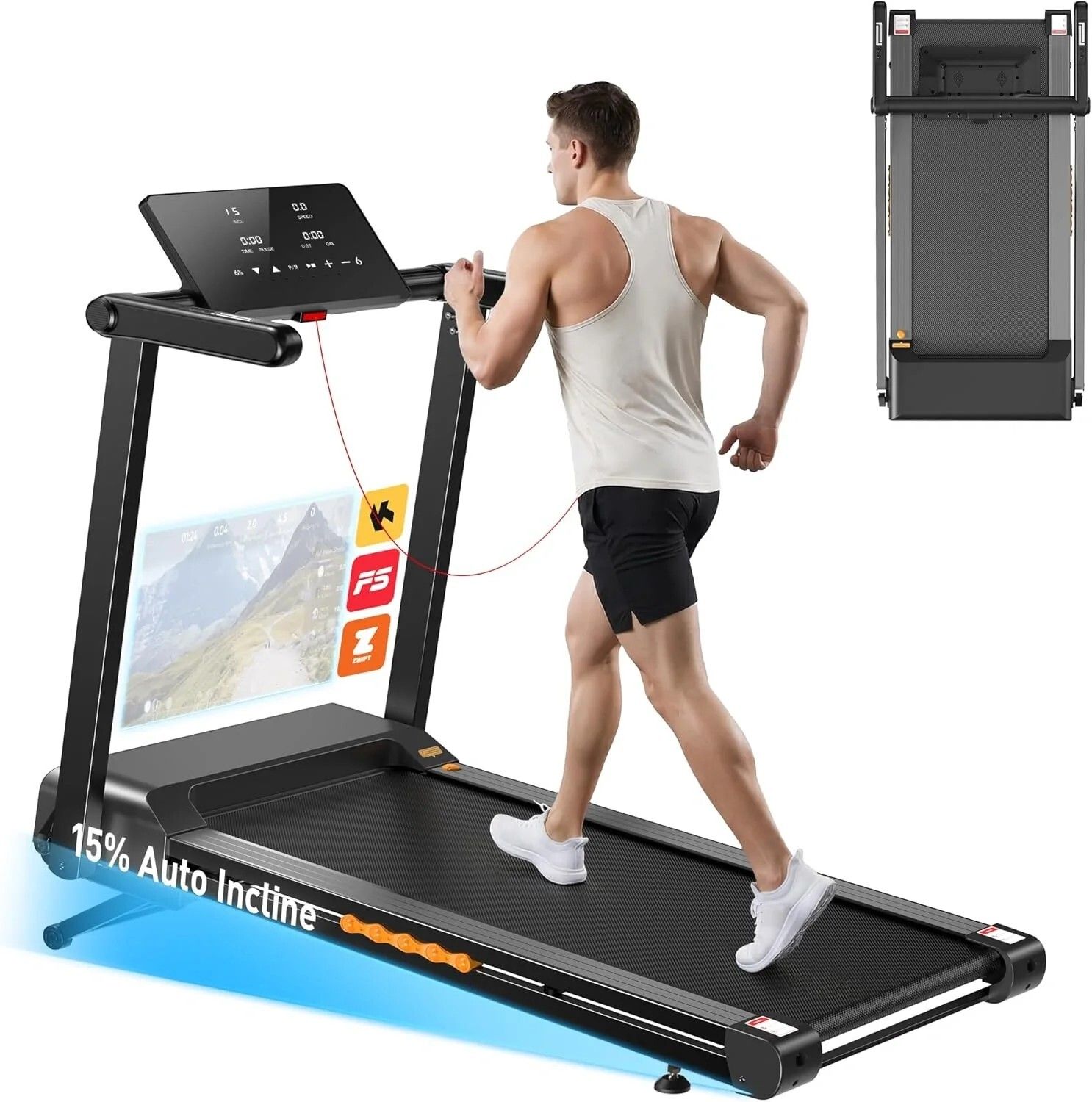 JAGJOG JT60 Tapis de course pliable pour la maison, 3,5 CV, 14 km/h