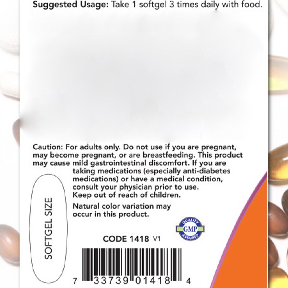 Dos d'un emballage de produit avec des avertissements et un code-barres. Contient des informations sur le dosage et la certification GMP.
