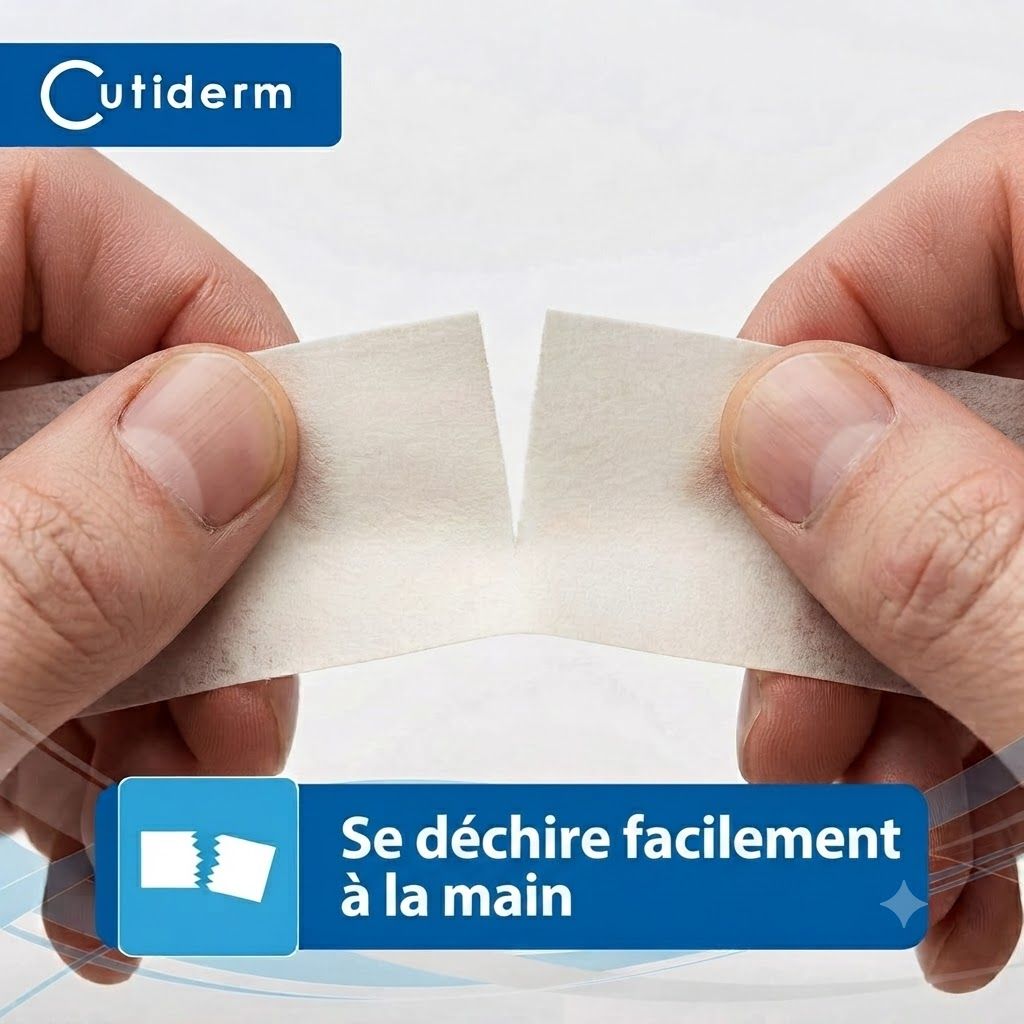 Bande Cutiderm déchirée à la main.