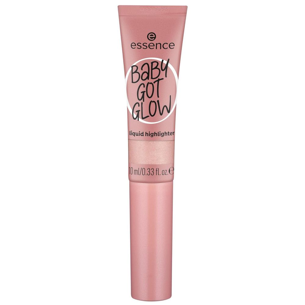 Tube rose avec applicateur. Inscription : Essence, Baby Got Glow, Liquid Highlighter.