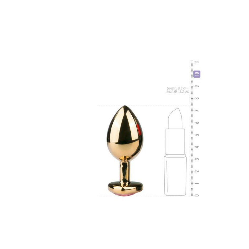 Gouden anale plug, lengte 8cm, diameter 3,2cm.