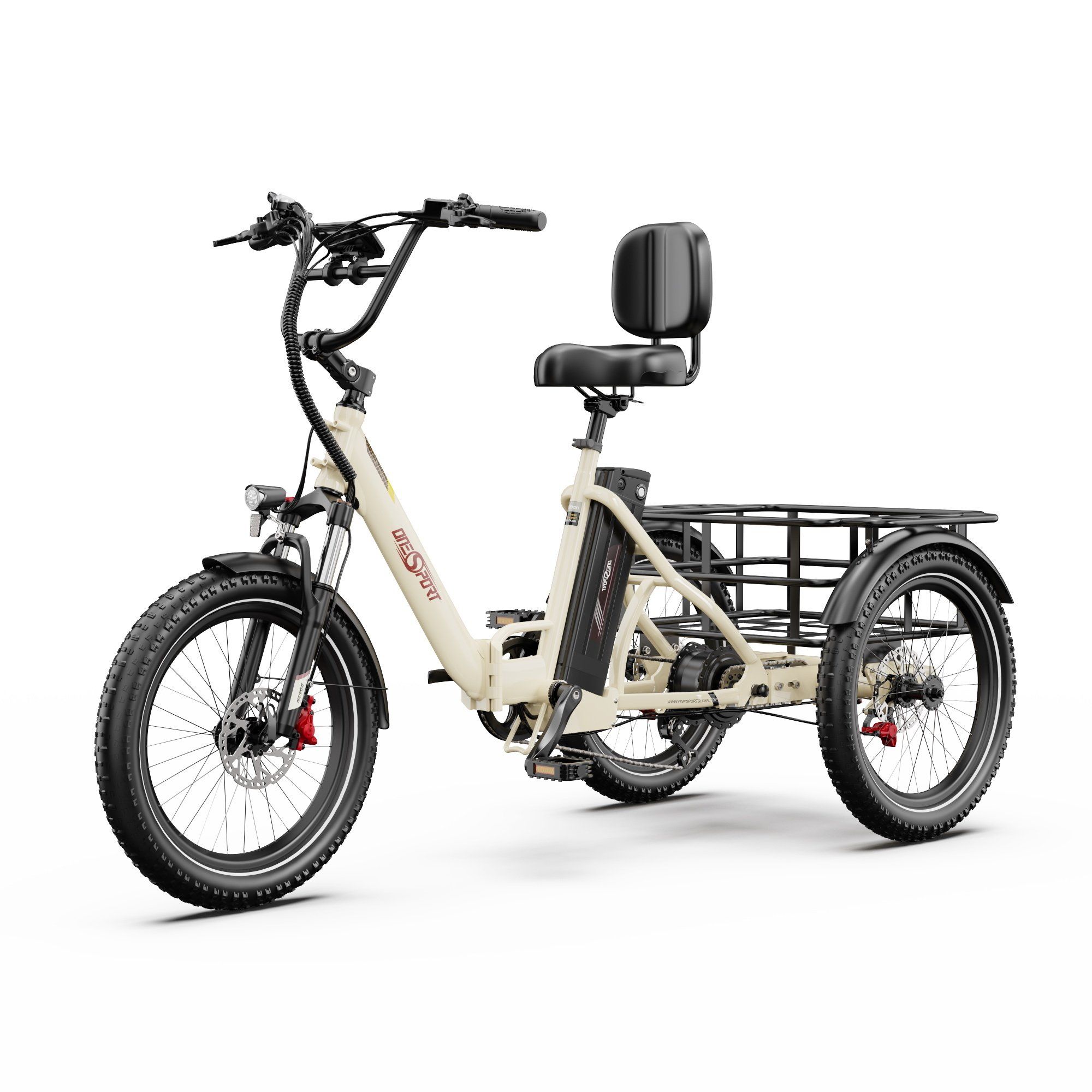 ONESPORT OT30 PRO Vélo cargo électrique à trois roues- Moteur 500 W, batterie 48 V 18 Ah