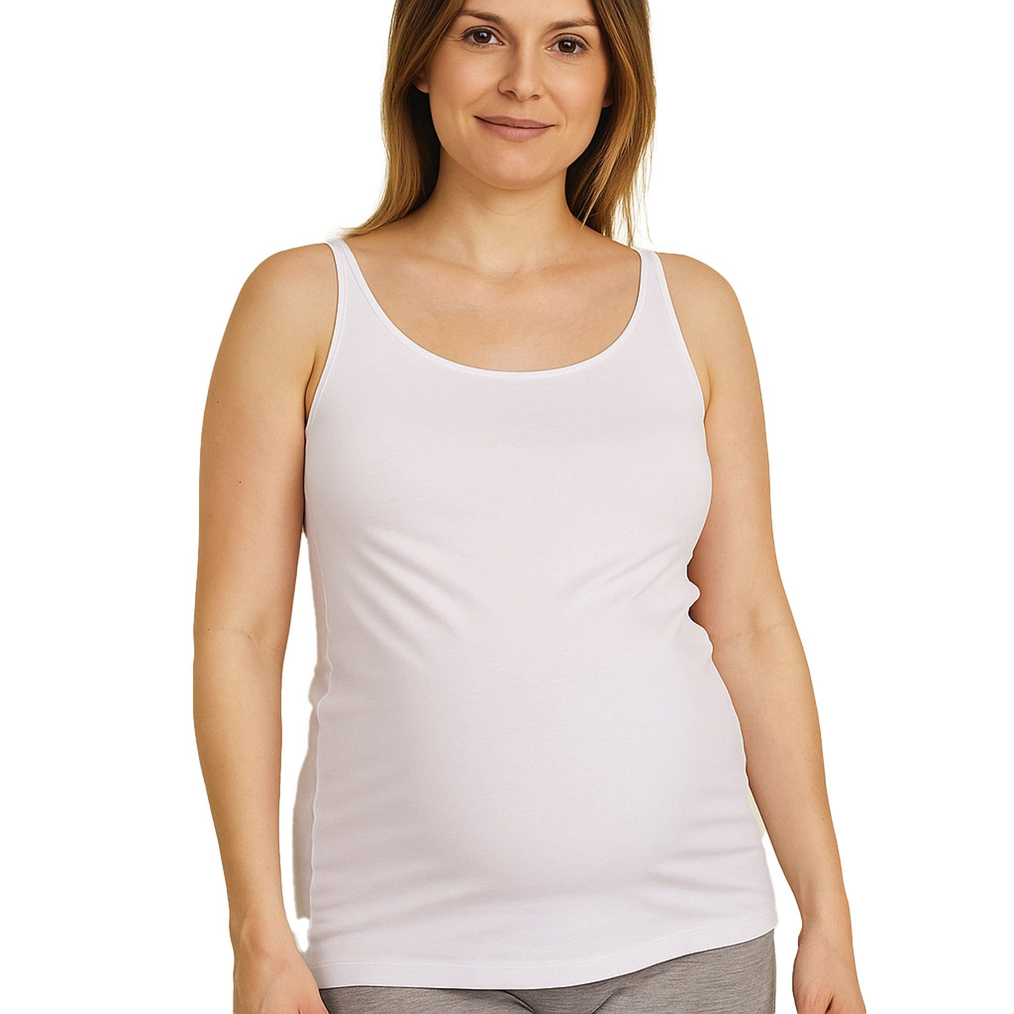MYSANITY Débardeur de maternité en coton extensible avec soutien-gorge, blanc