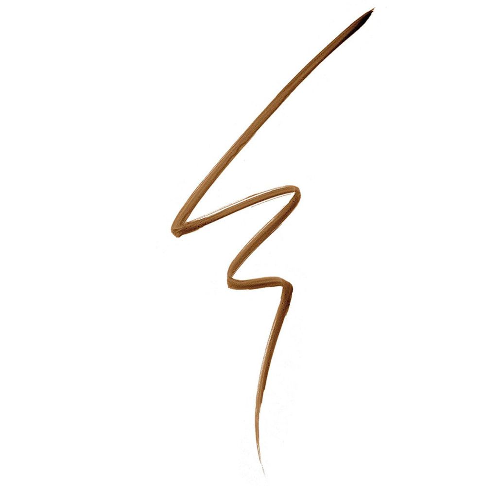 Trait de crayon à sourcils brun clair sur fond blanc.