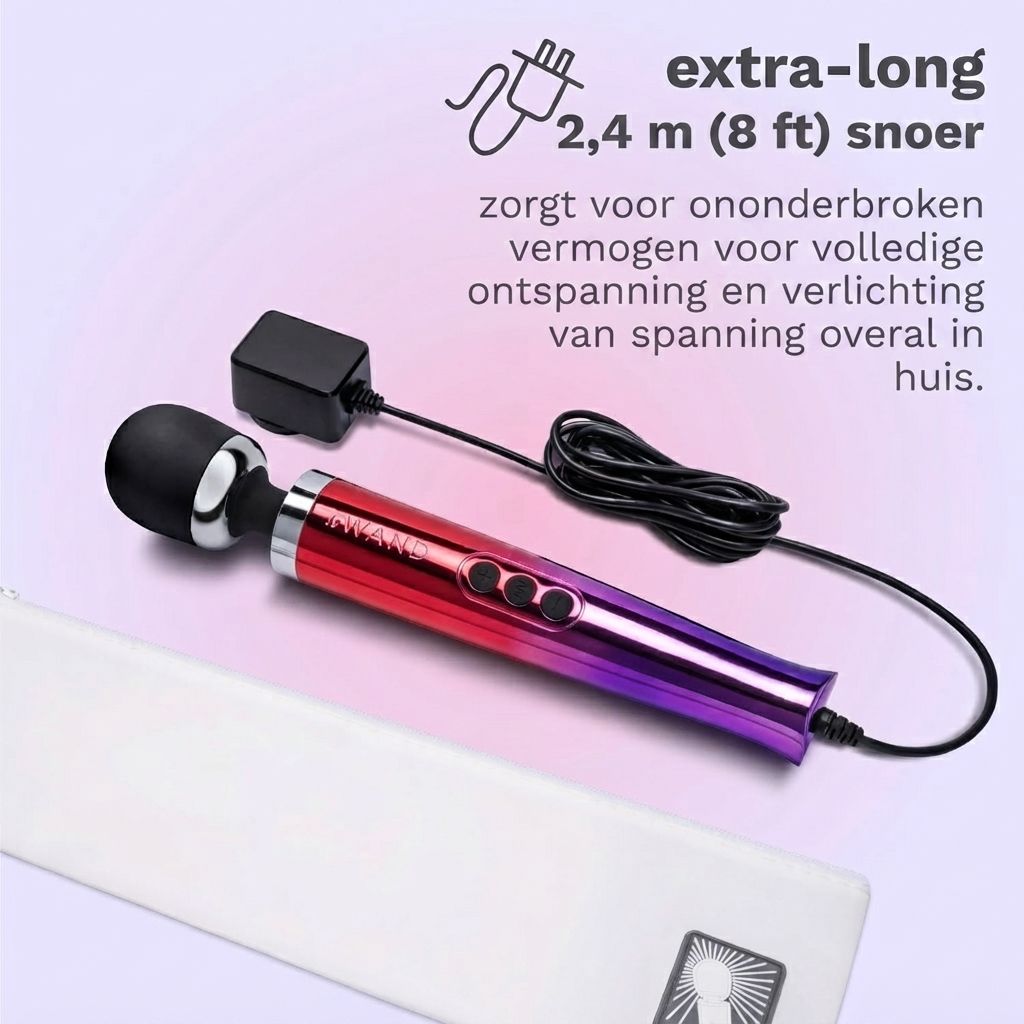 Gegoten massagestaaf, rood-paars, met 10 snelheden en 20 patronen.