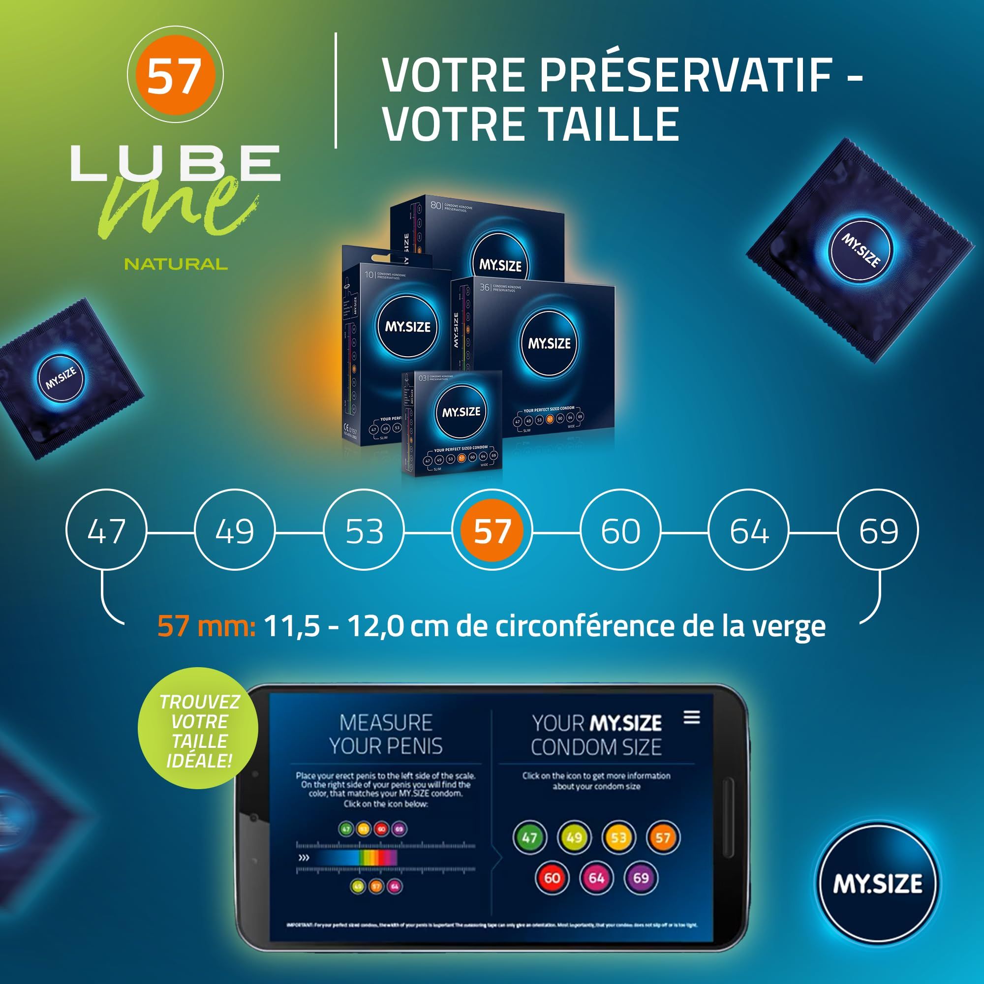MY.SIZE PRO Préservatifs + LUBE ME Natural + Body Candle Set