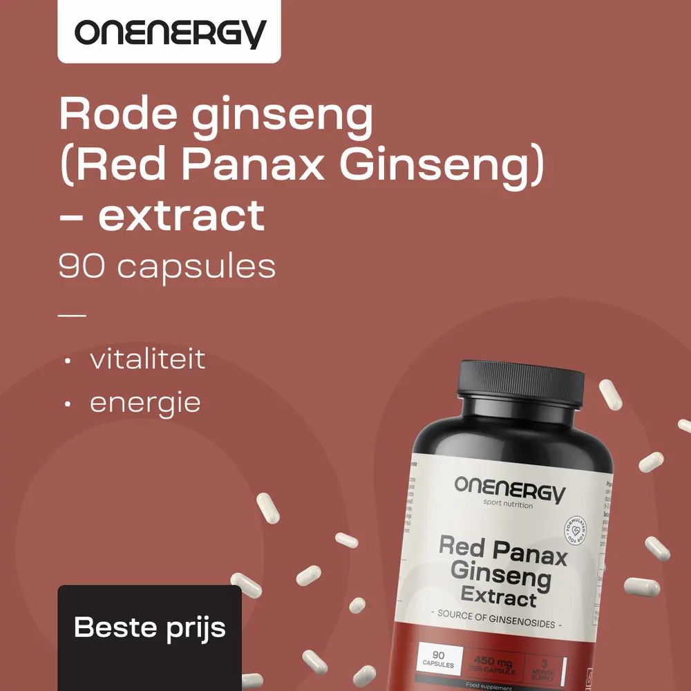 Fles OnEnergy Rode ginseng extract, 90 capsules, Vitaliteit, Energie.