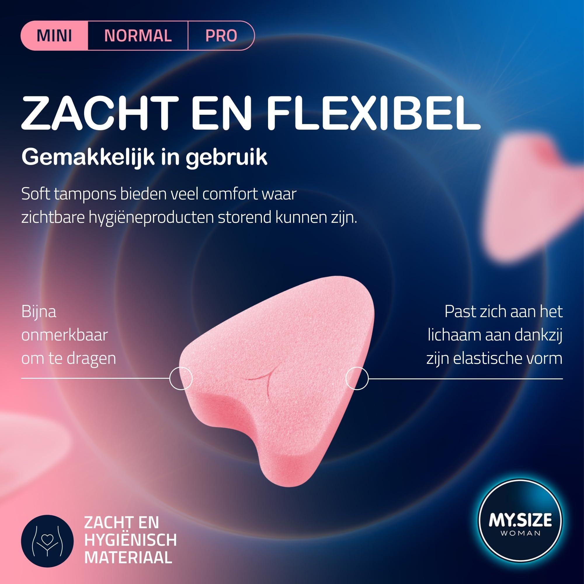 Een roze, zachte tampon in hartvorm met een elastische textuur.