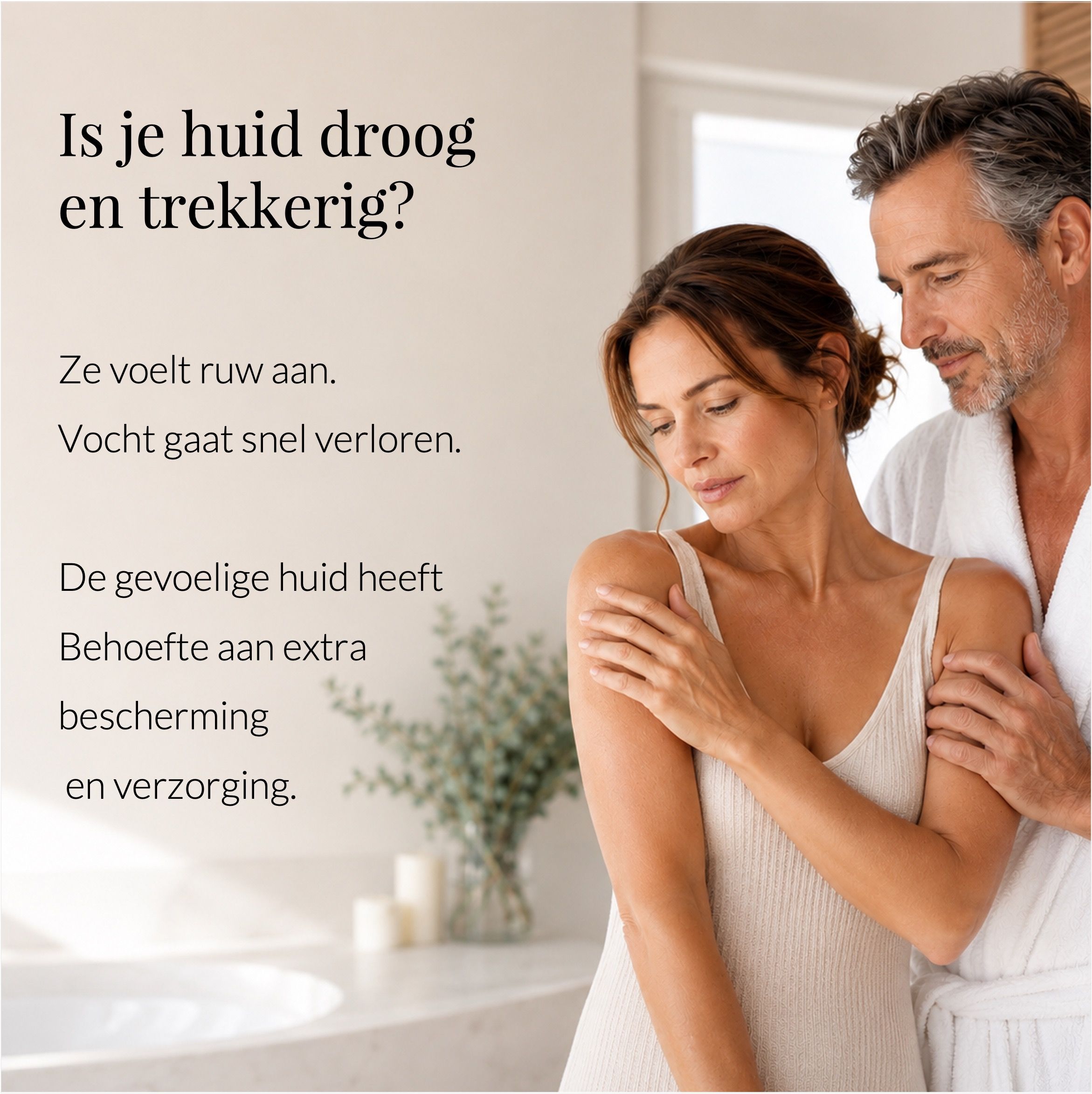 Man en vrouw, vrouw houdt productverpakking vast