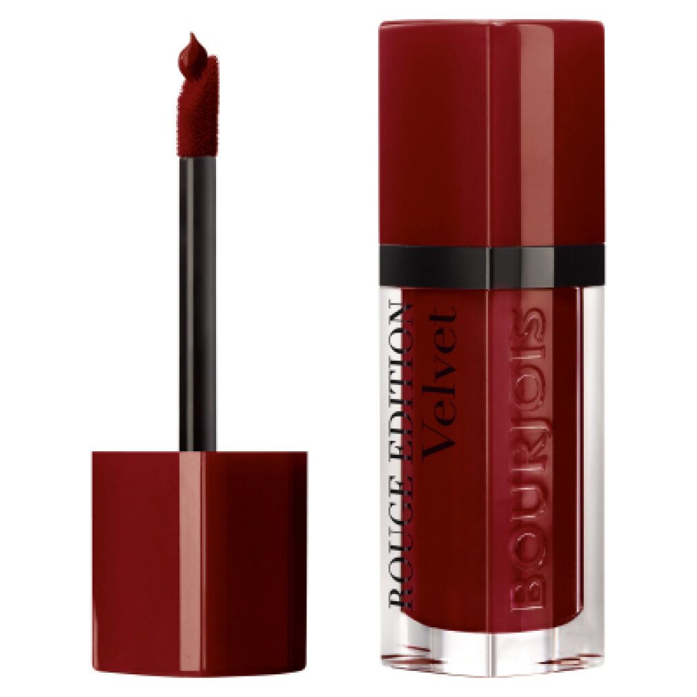 Lipstick met applicator. Op de fles staat ROUGE EDITION Velvet. De dop is rood.