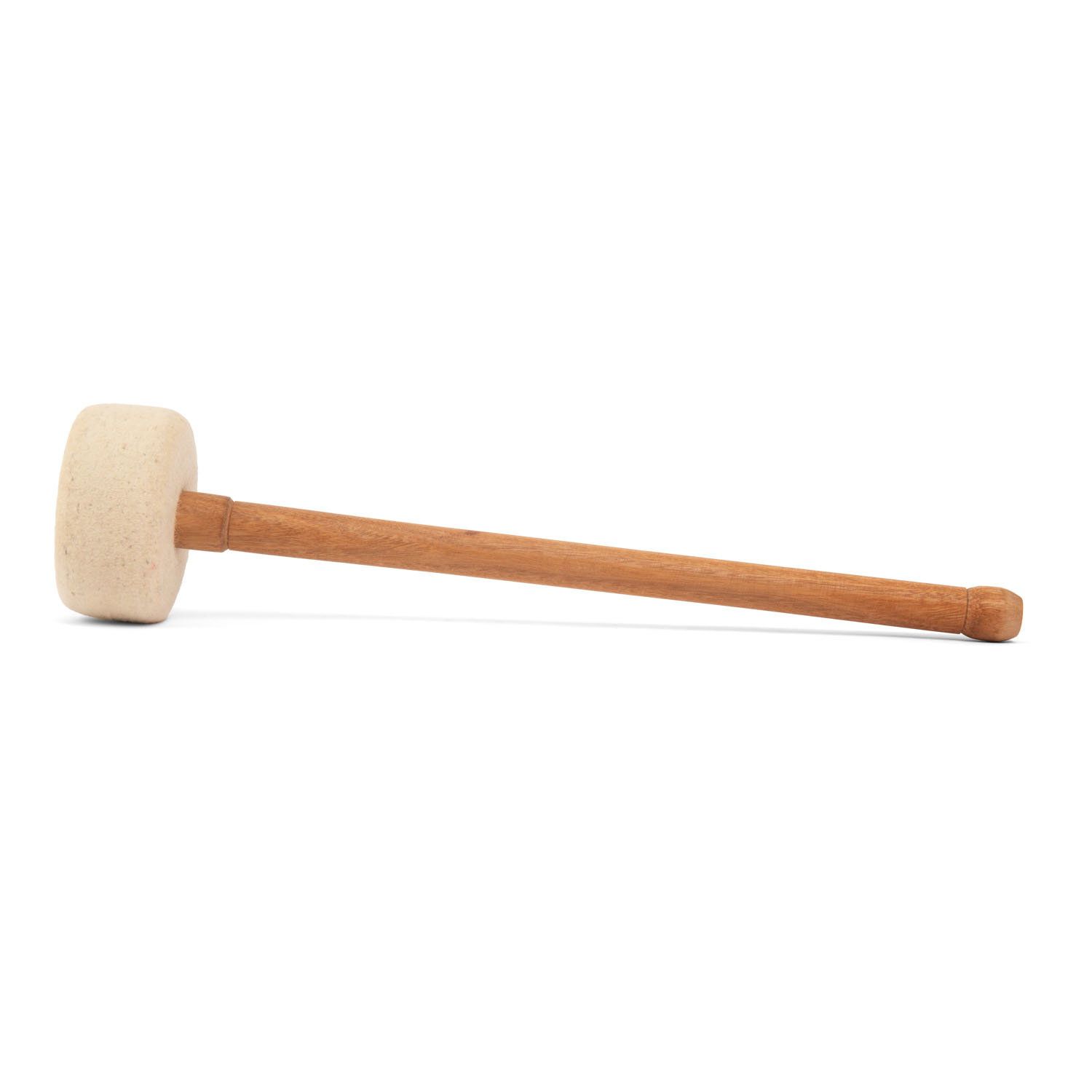 Un maillet en feutre avec une tête ronde et un manche en bois.