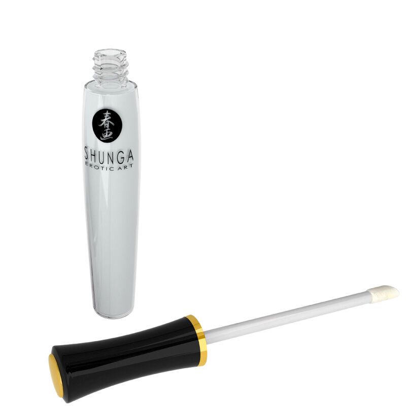 Shunga applicator fles met applicator staaf en zwarte handgreep.