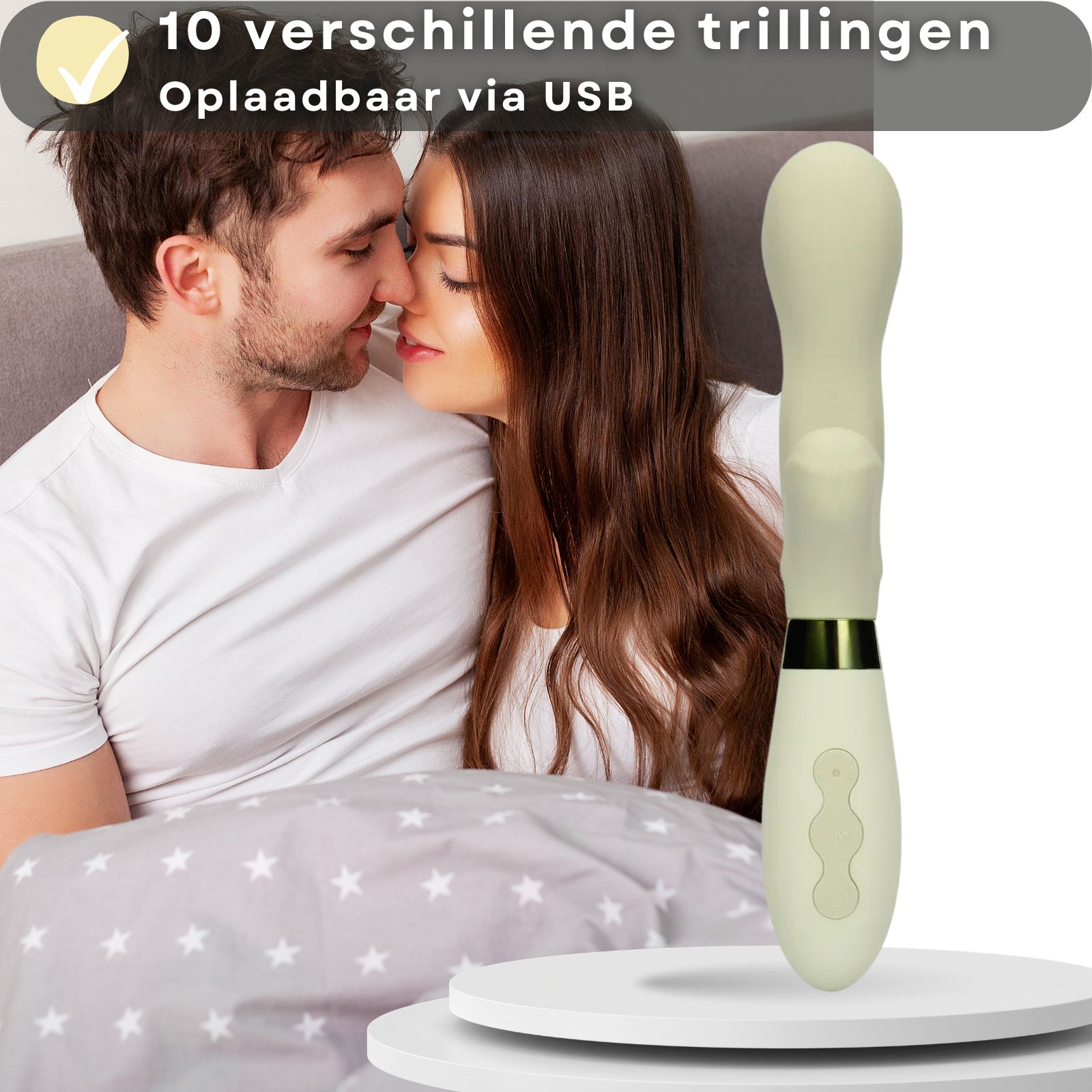 Vibromasseur silicone/ABS, 21cm, 3,5cm diamètre, stimulation point G, rechargeable USB, 10 modes.