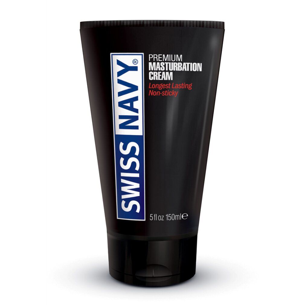 Zwarte tube Swiss Navy Premium Masturbation Cream, 150ml.