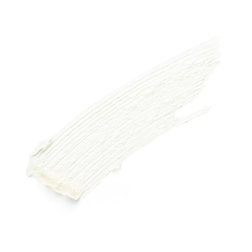 Trait de gel blanc sur fond blanc. Texture visible. Nom du produit : brow lift & freeze glue.