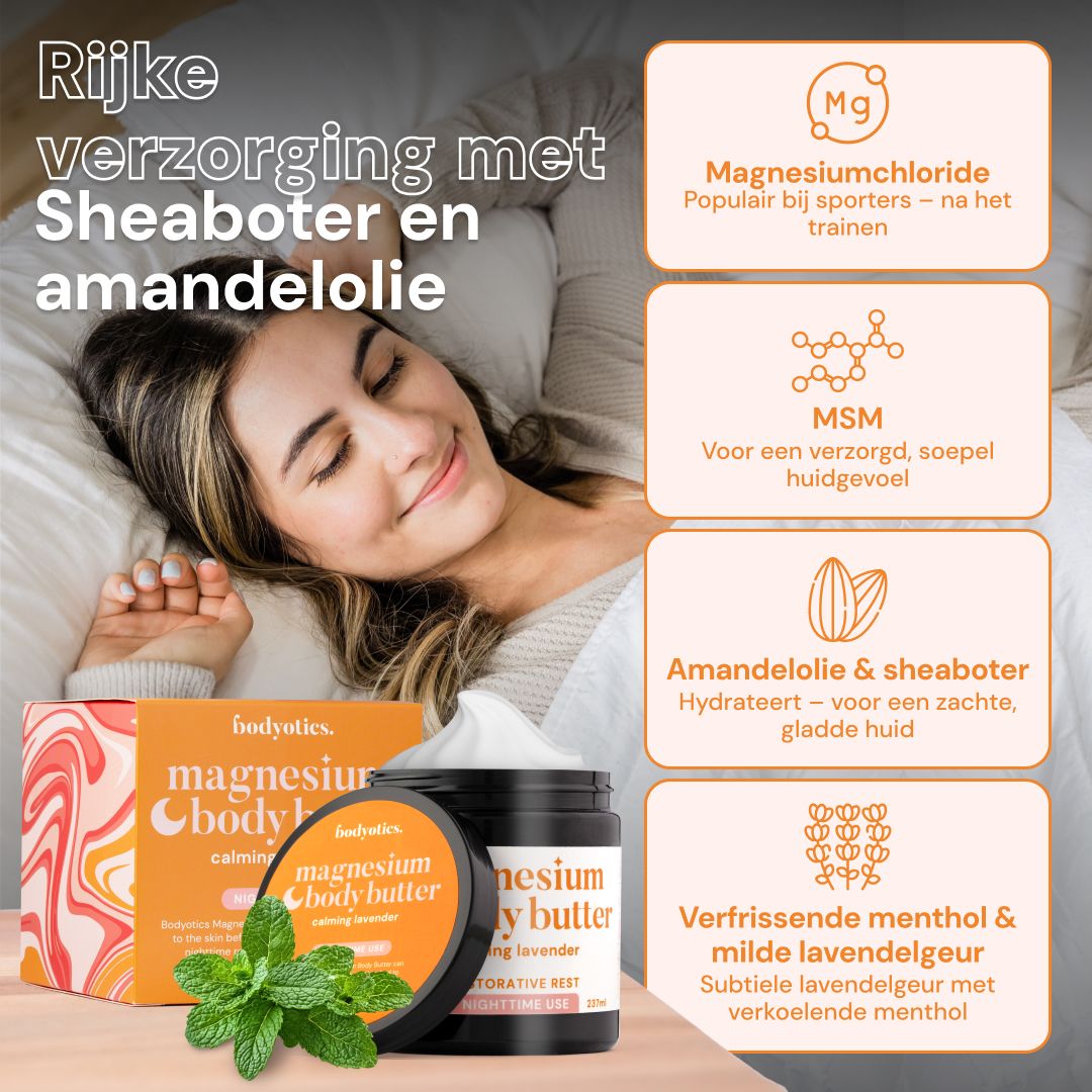 Bodyotics Magnesium Body Butter lavendel, shea, amandel.