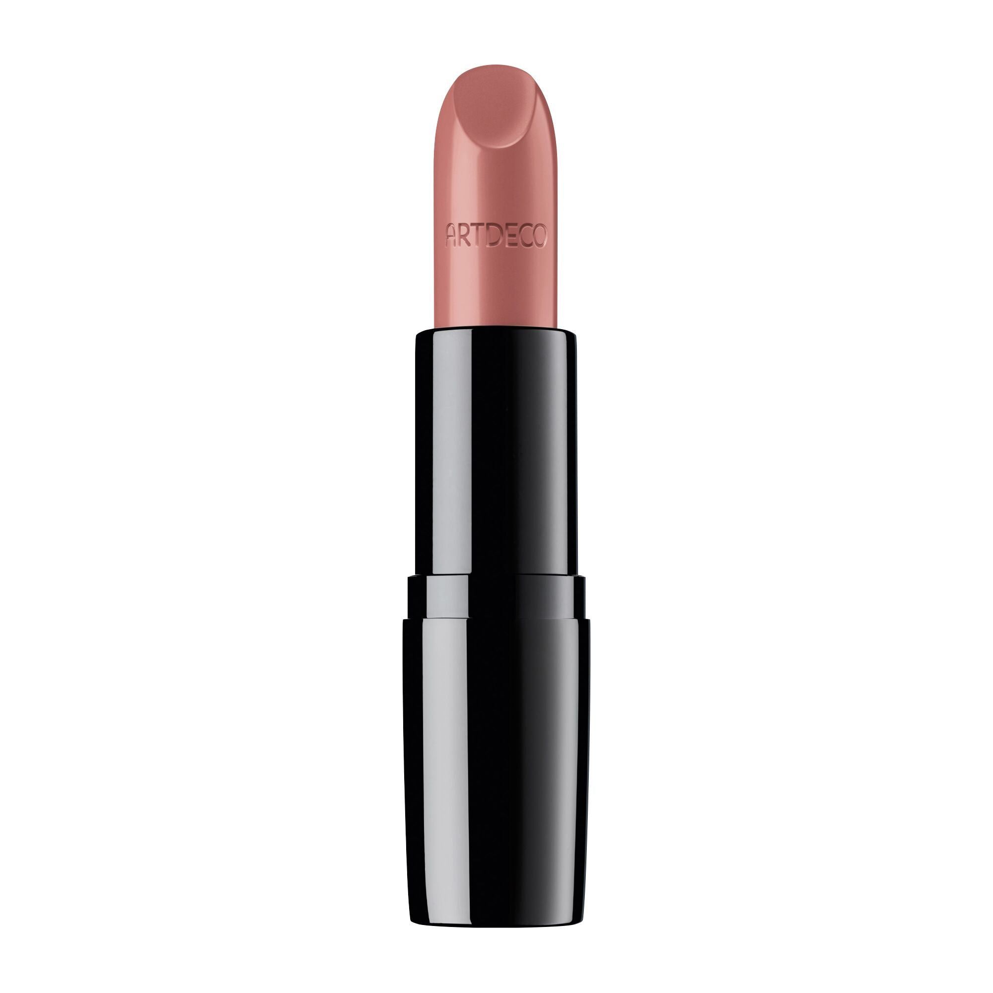 Artdeco lippenstift, roze tint. Zwarte huls. Merknaam. Rechtopstaand.