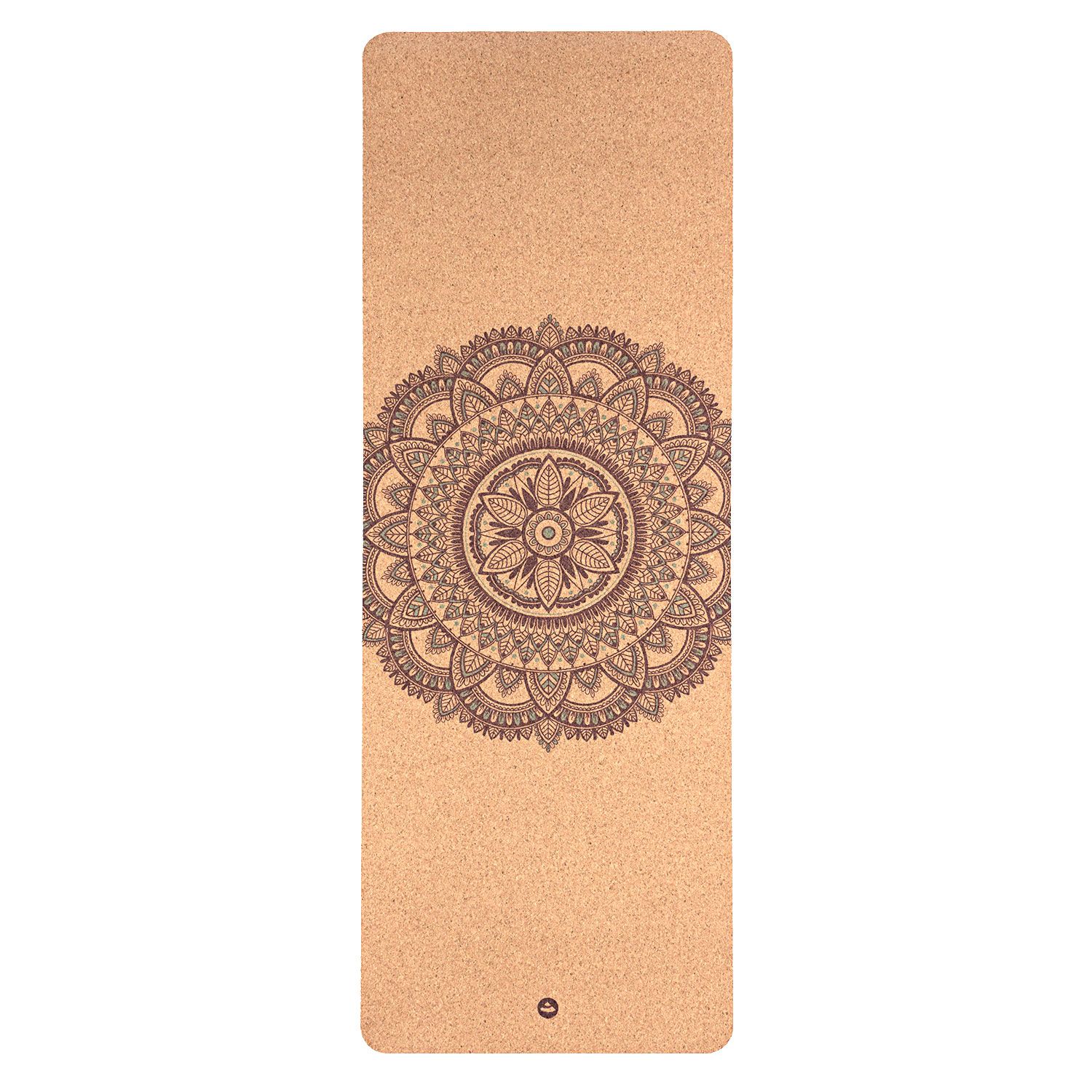 bodhi Tapis de yoga en liège MANDALA, imprimé bicolore brun foncé/turquoise