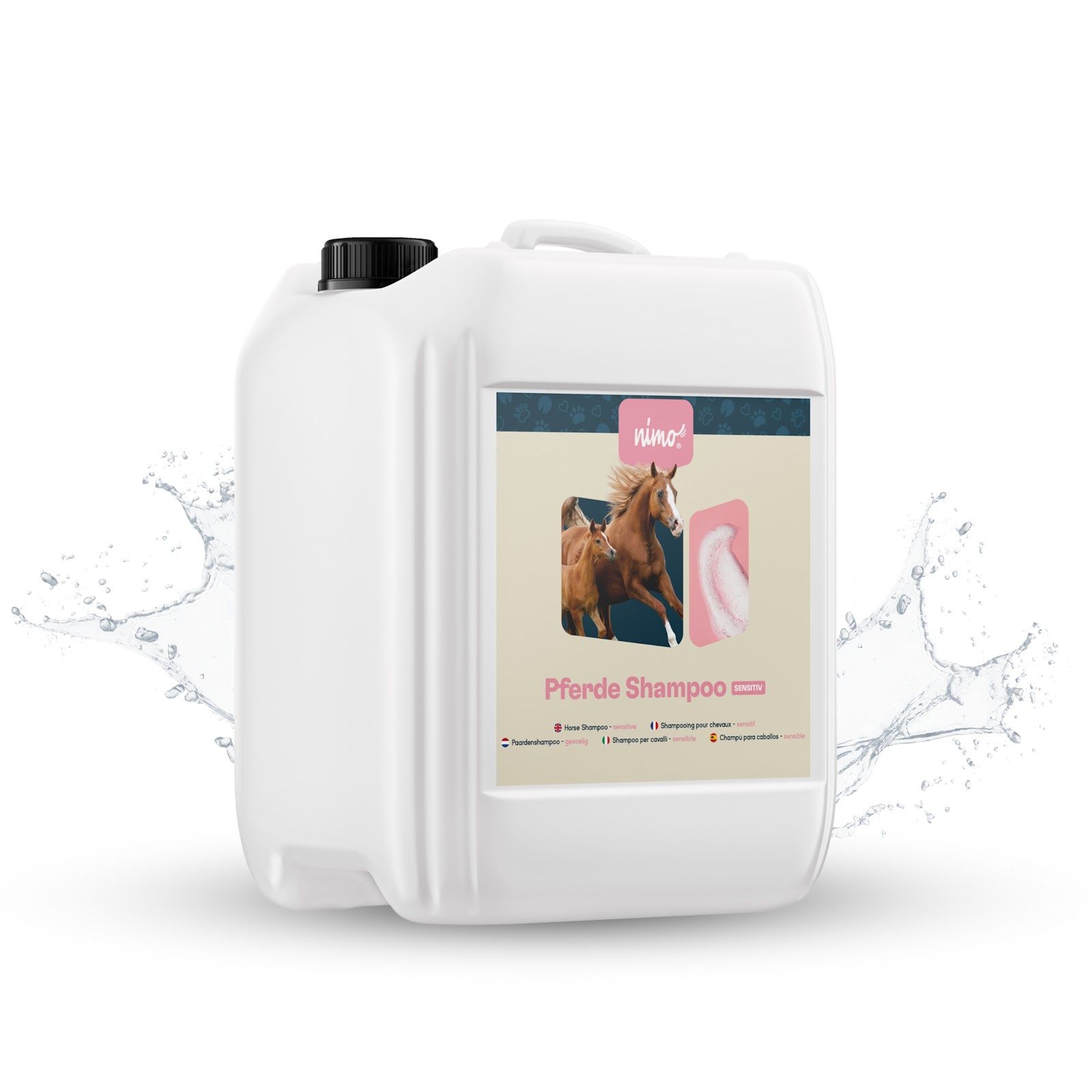 nimo® shampooing pour chevaux sensitif • sans parfum & pH neutre pour toutes les races