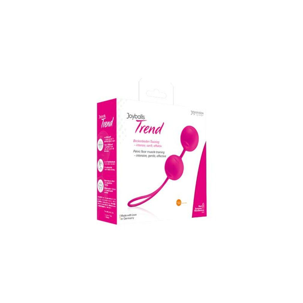 Joyballs Trend roze bekkenbodemtrainer doos met twee ballen en koord.