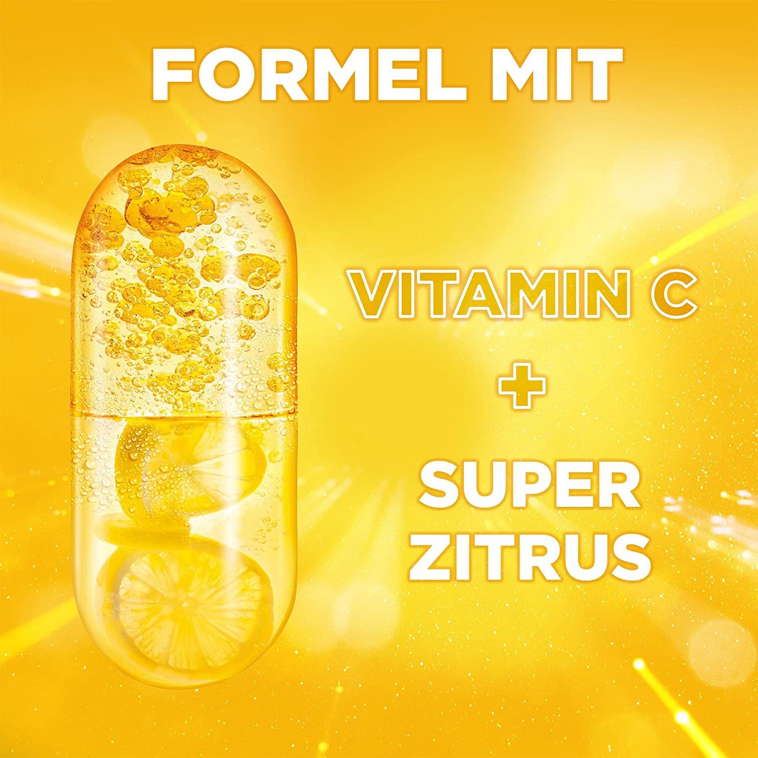 Formule à la Vitamine C et extrait Super Agrumes pour une peau éclatante.