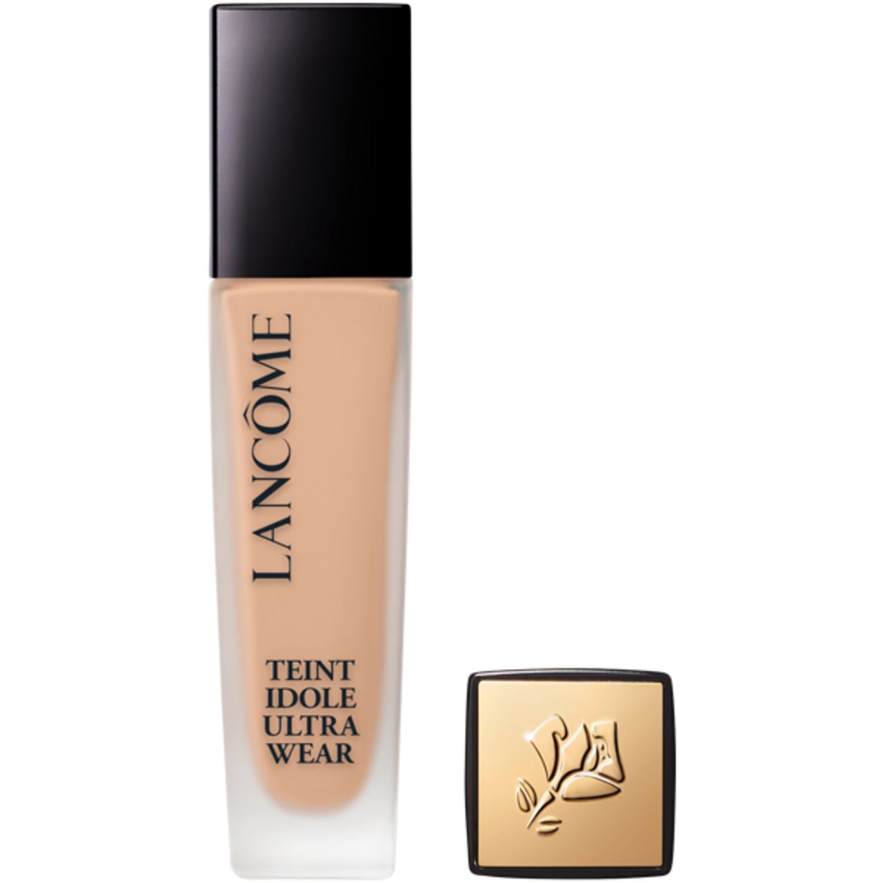 Lancôme Teint Idole Ultra Wear foundation, fles en dop. Gouden dop.