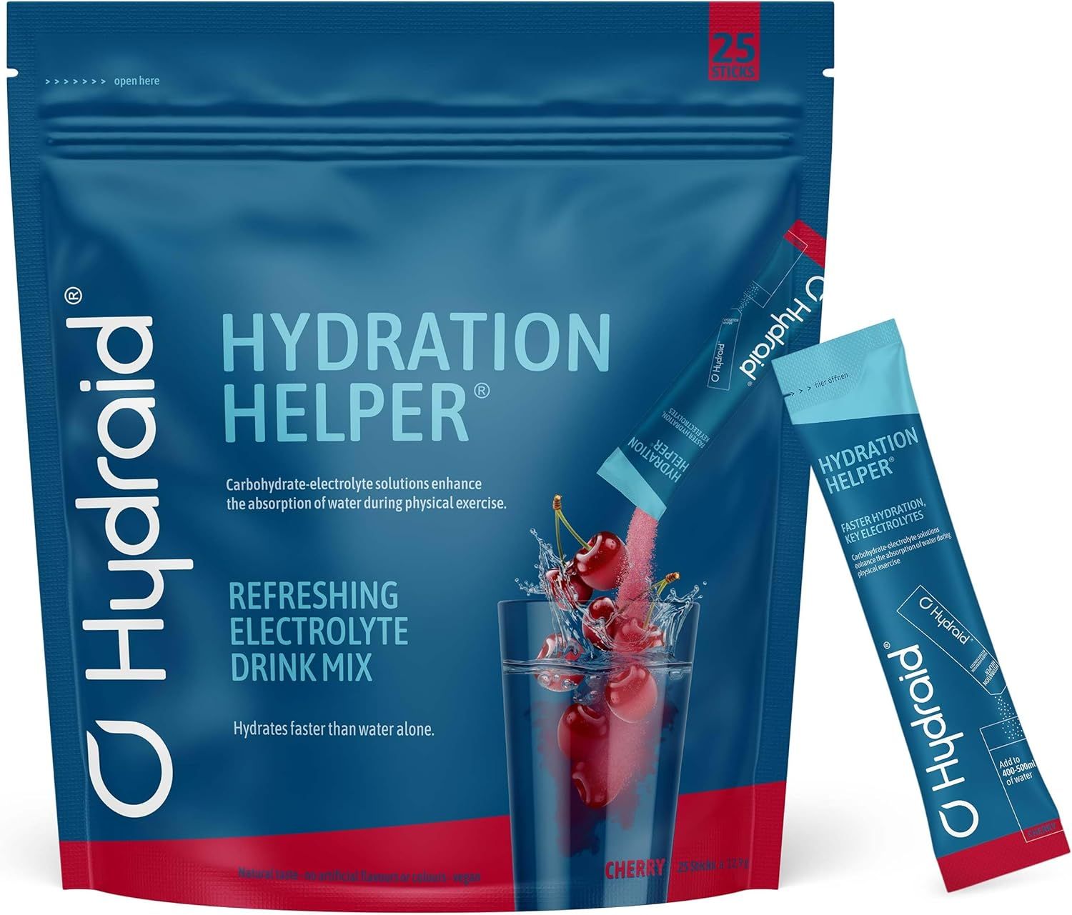 Sachet Hydraid Hydration Helper avec cerises. Mélange rafraîchissant pour boisson électrolytique.