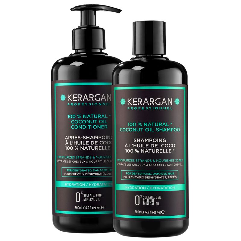 Kerargan - Duo Hydratant Shampoing & Après-Shampoing à l'Huile de Coco