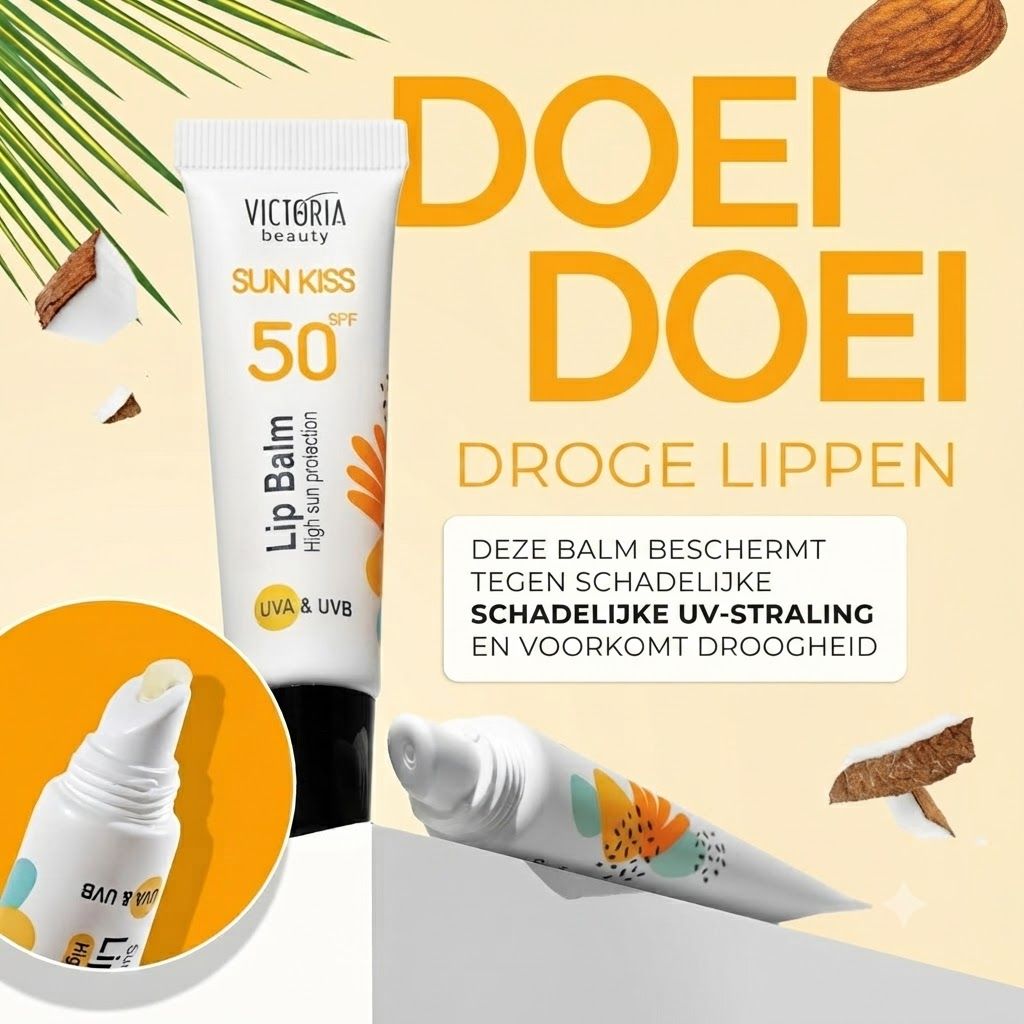 Victoria Beauty Sun Kiss SPF 50 Lippenbalsem met UVA/UVB-bescherming.