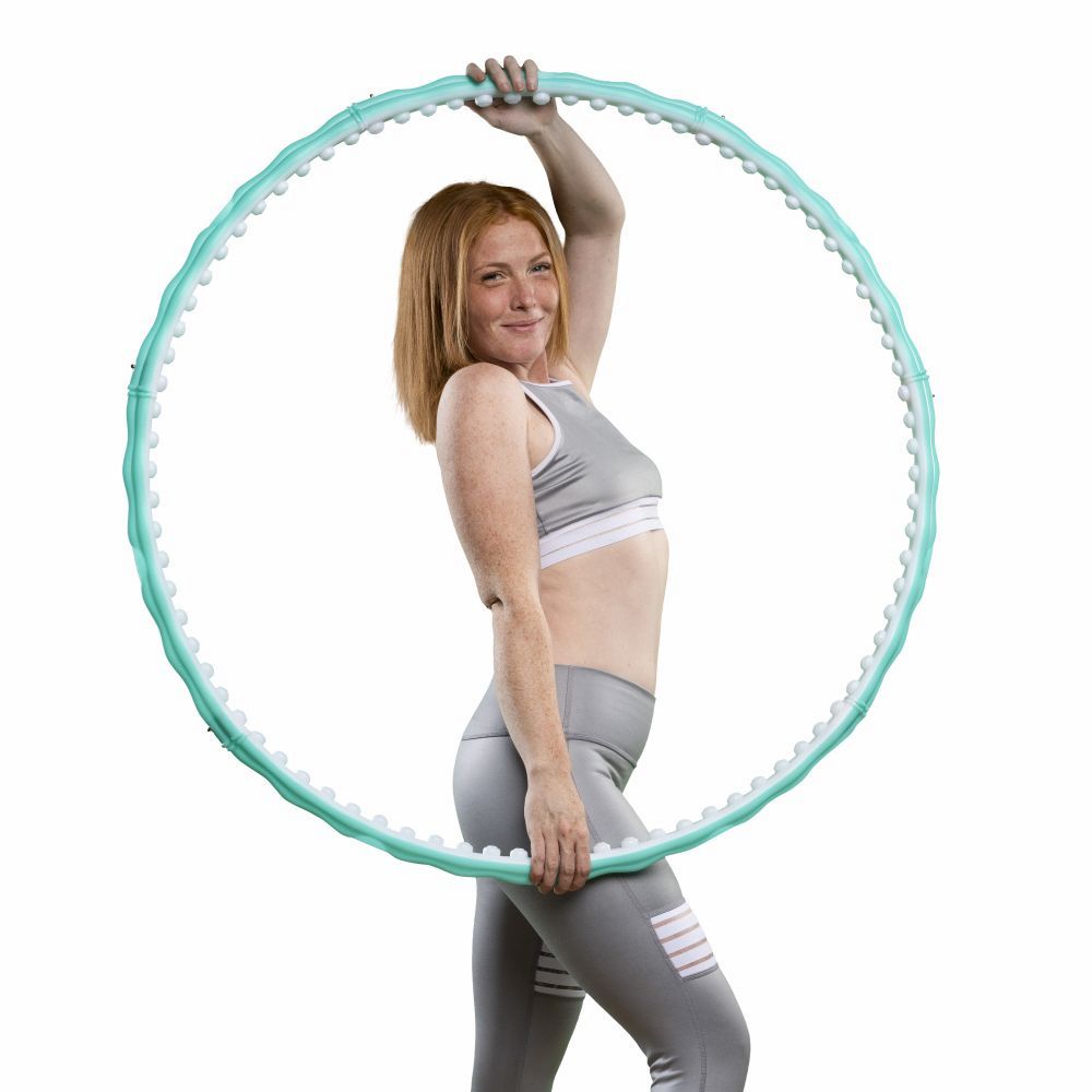 Hoopomania Slim Hoop hula hoop de massage, 0,72 kg, Ø 100 cm, vert clair/blanc