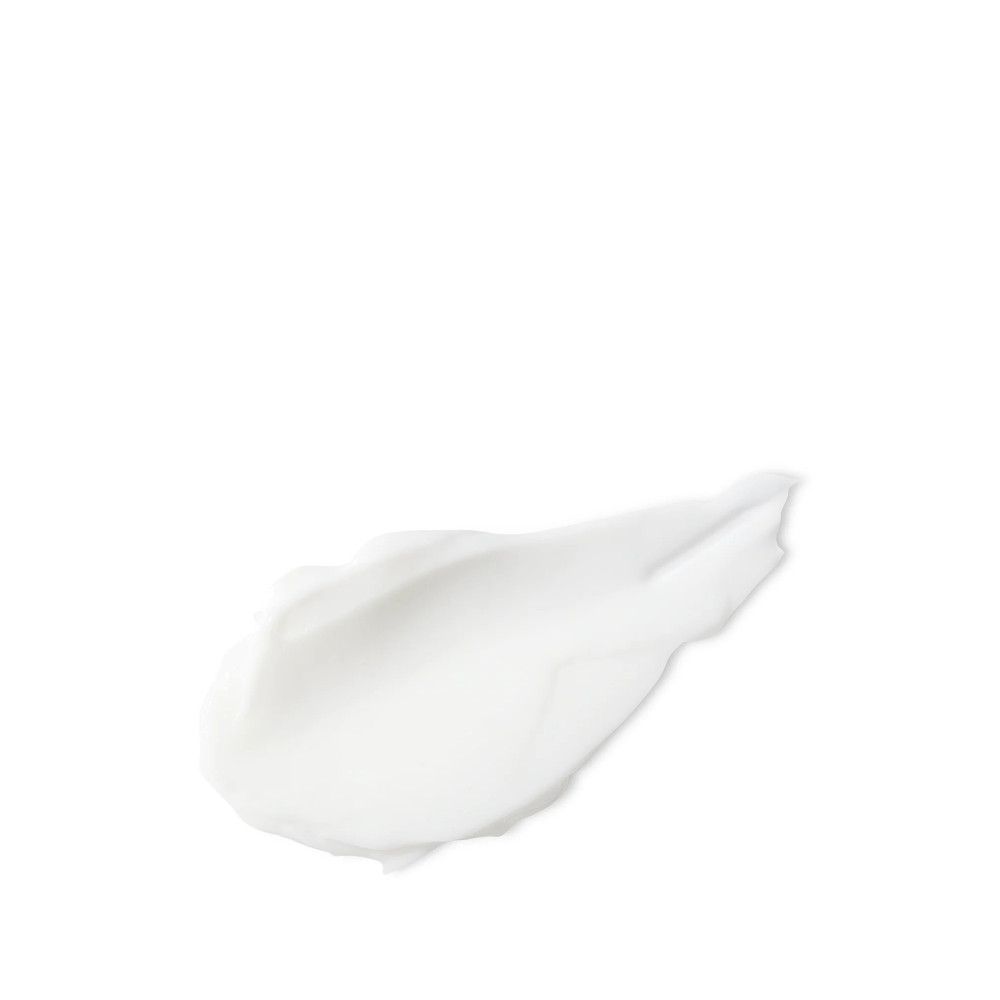 Produit blanc crémeux sur fond blanc. Forme rappelant une goutte.