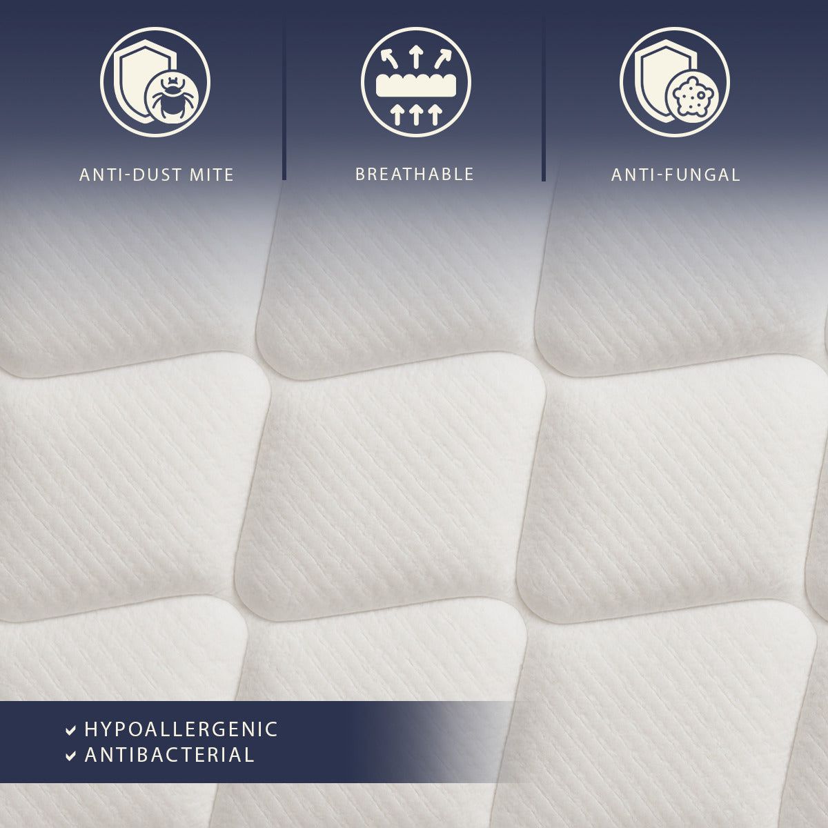 The White Stone Matras 90x190 cm, Hoogte 30 cm, met Pocketveren en Memory Foam